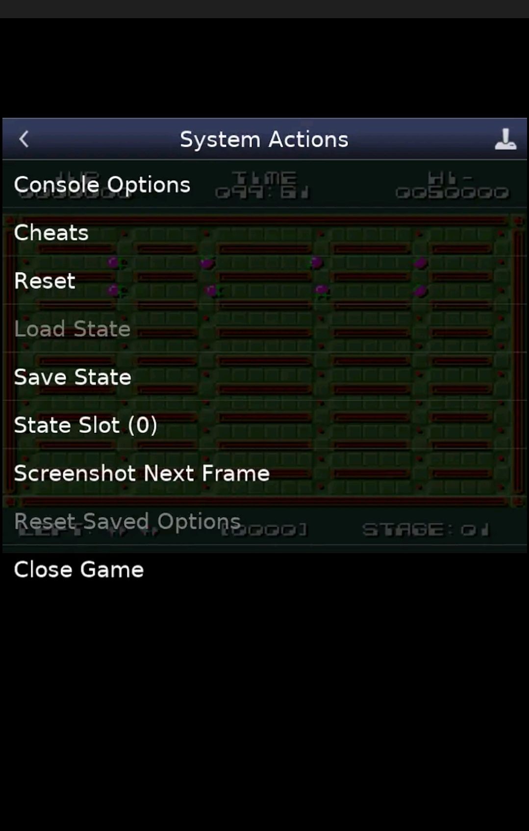Screenshot of the Snes9x EX+ options menu