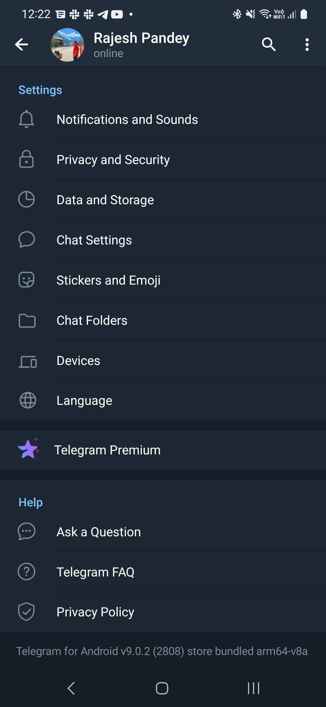 Telegram untuk menu Pengaturan Android