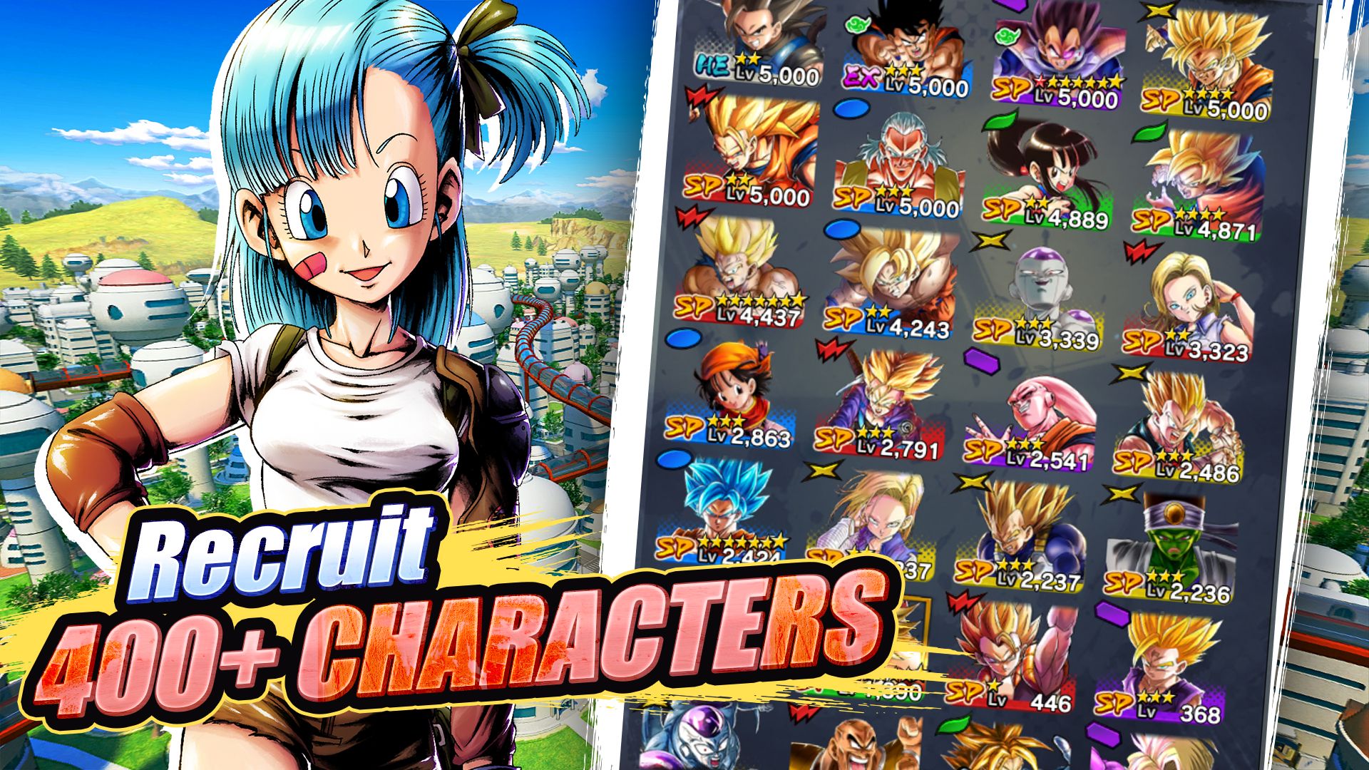 dragonball legends character select screen with text superimposed over