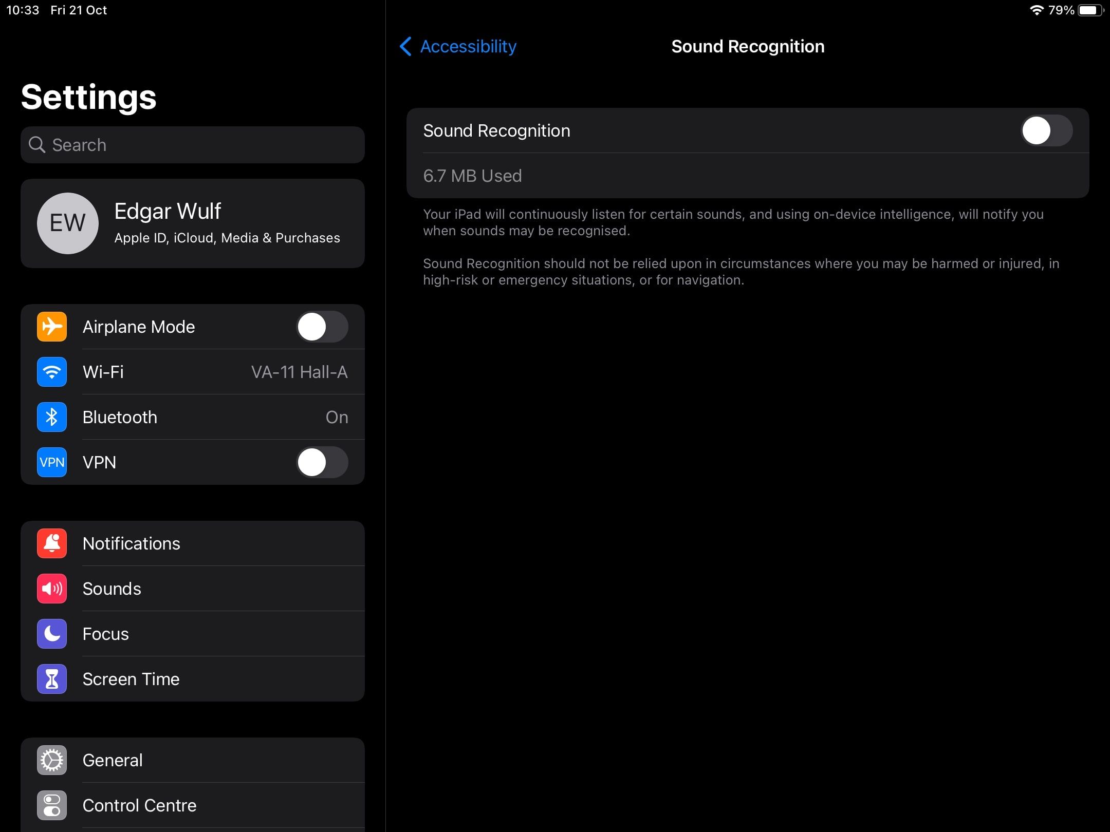 iOS Sound Recognition accessibility features