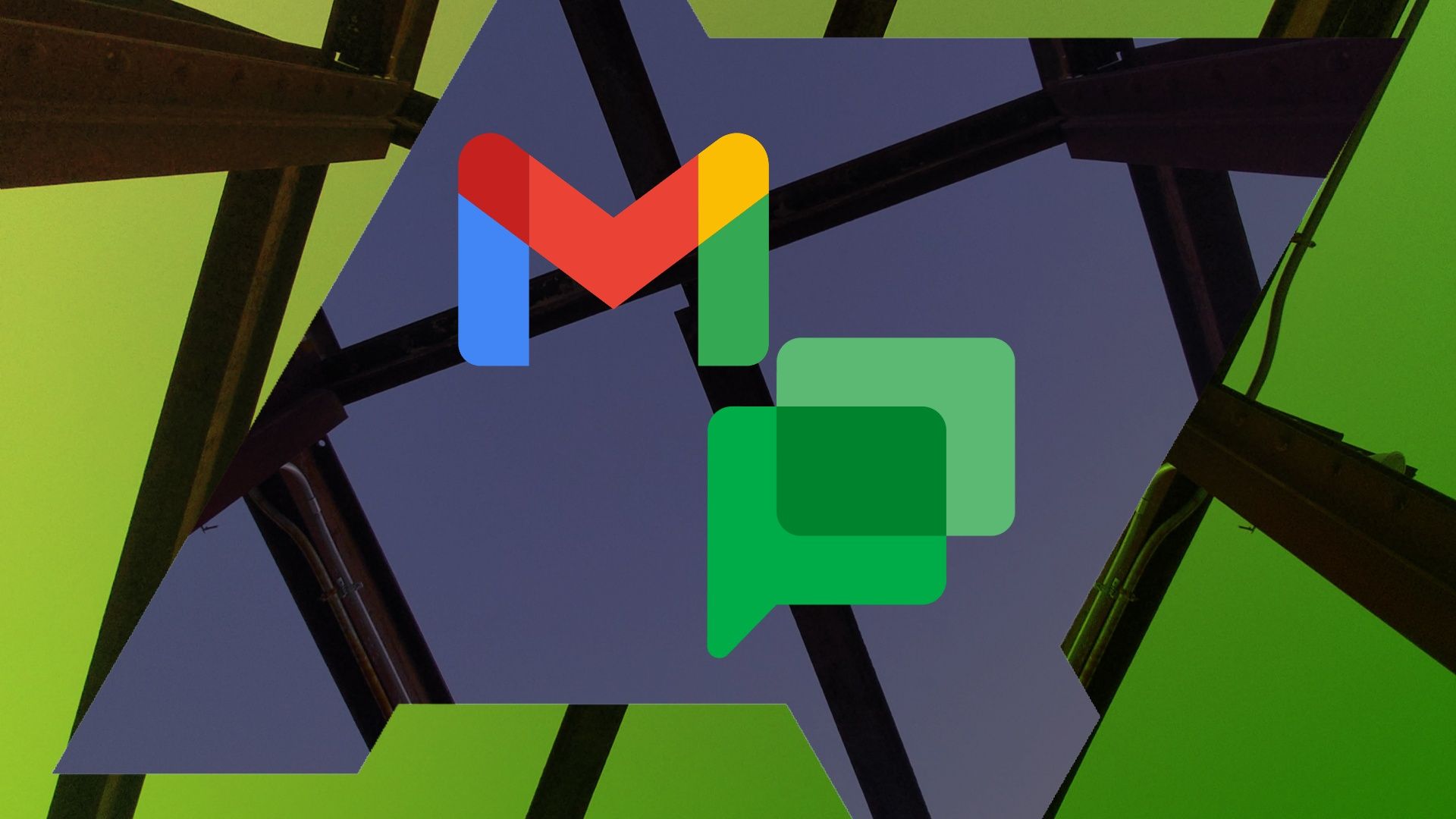 The Google Gmail and Chat logos against an abstract background