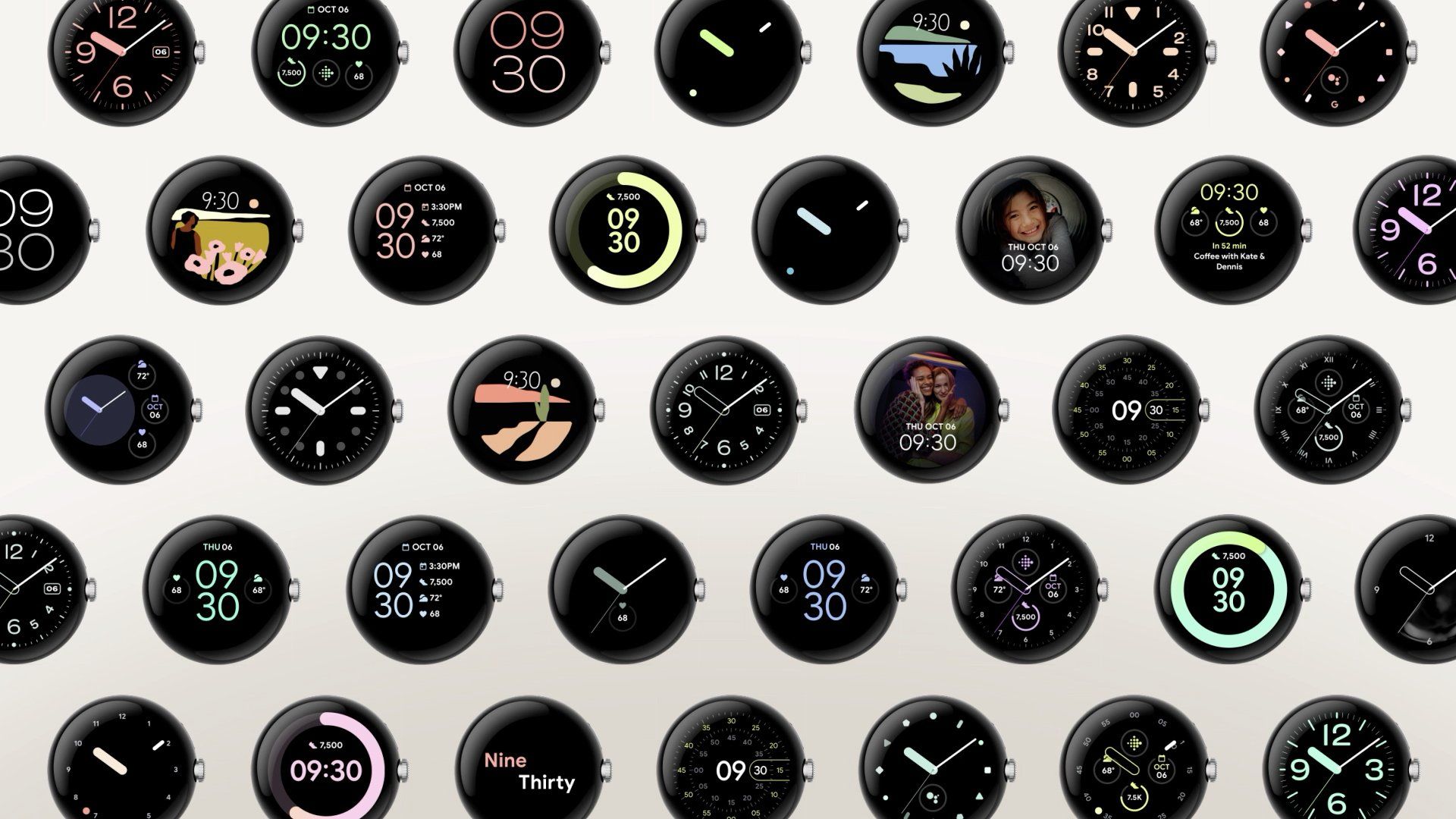 A collection of Google Pixel Watch faces