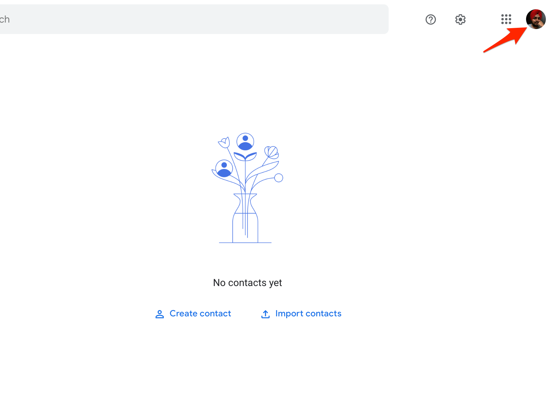 Google Kontak di pemilih profil web