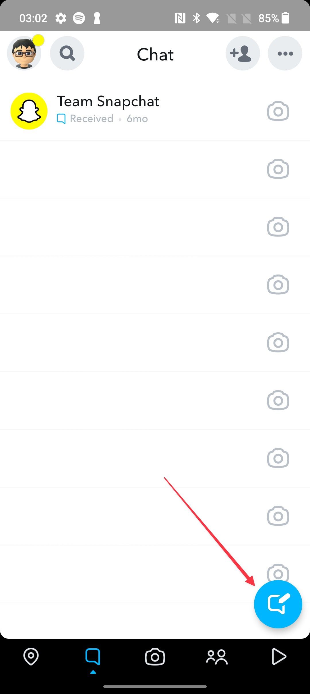 novo botão de chat no Snapchat