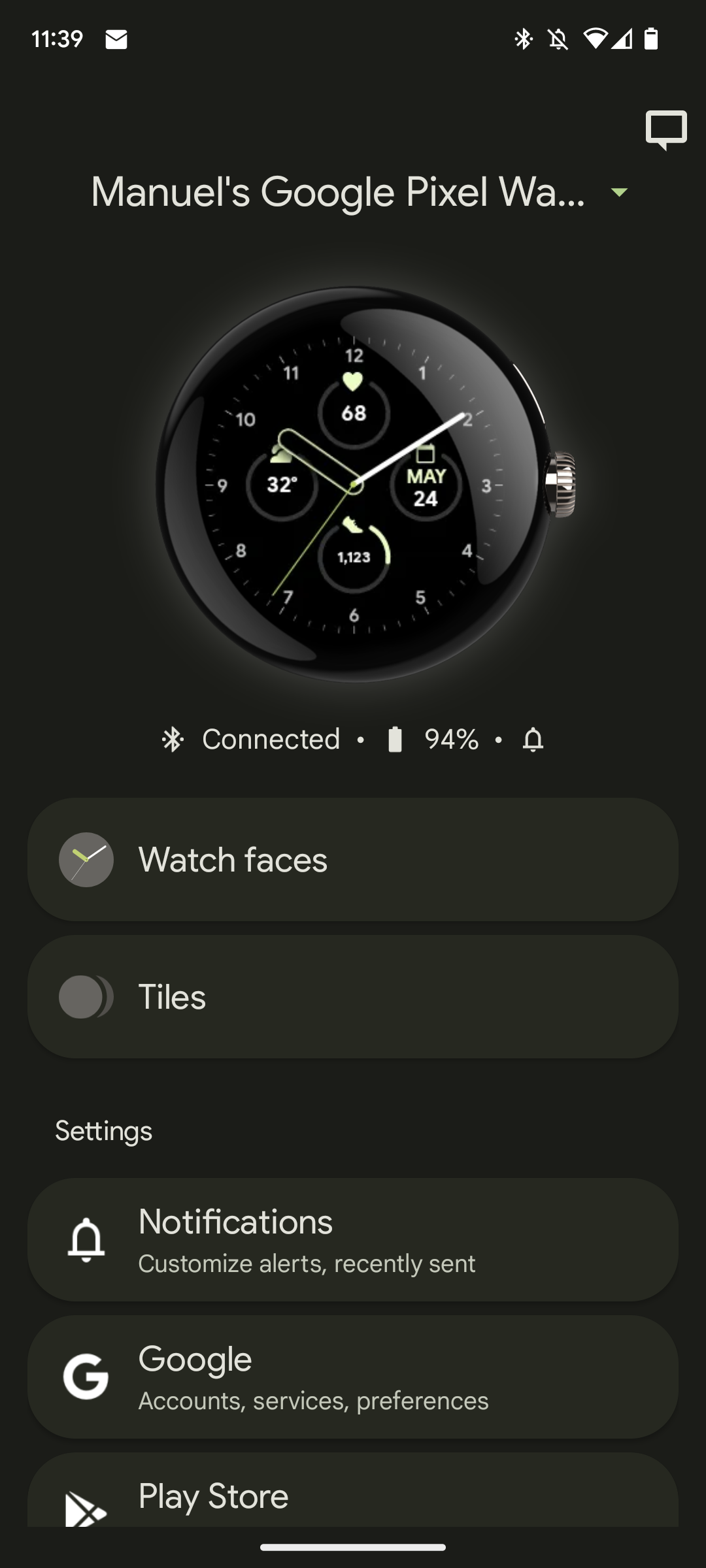 Google Pixel Watch Notifications settings