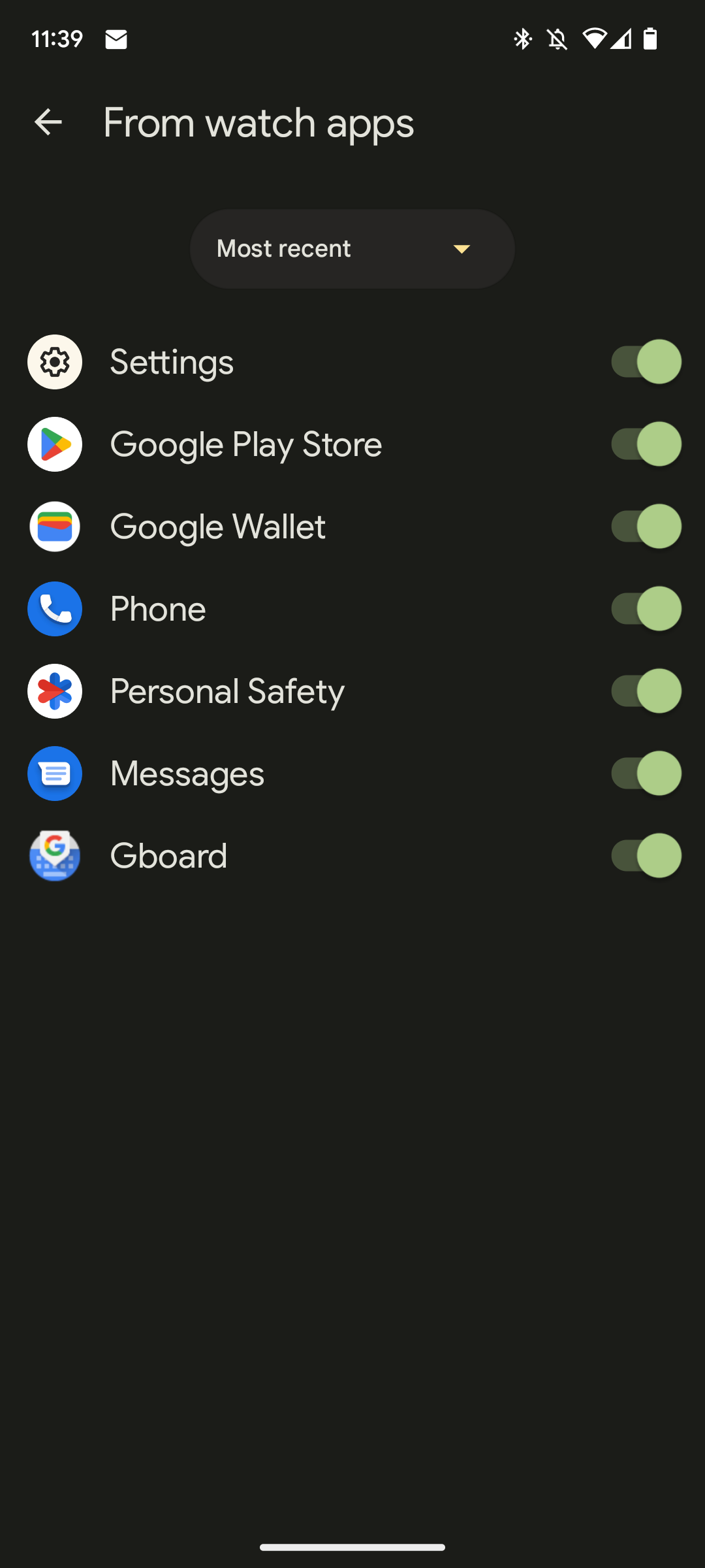 Change app notifications from watch apps