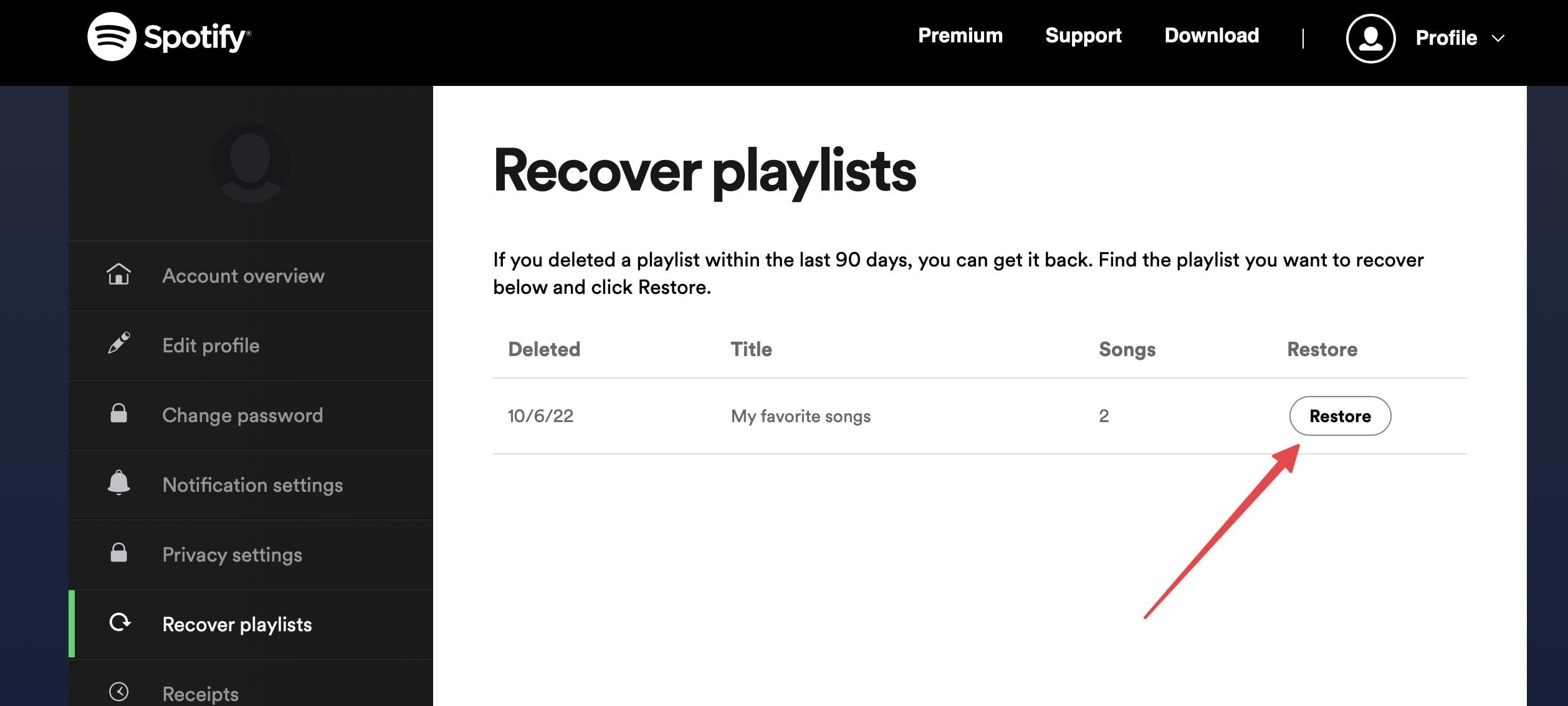 recover deleted Spotify Playlists