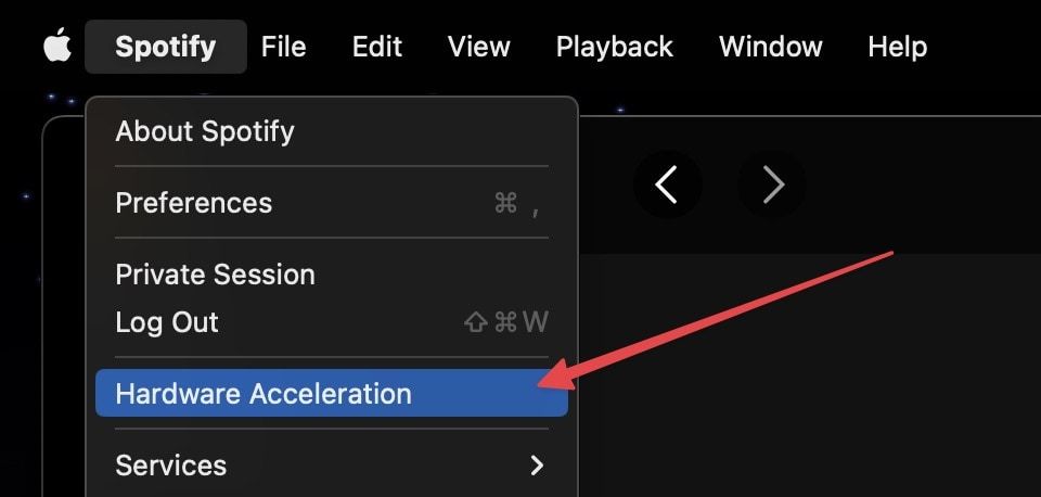 turn on hardware accelaration on Spotify on Mac