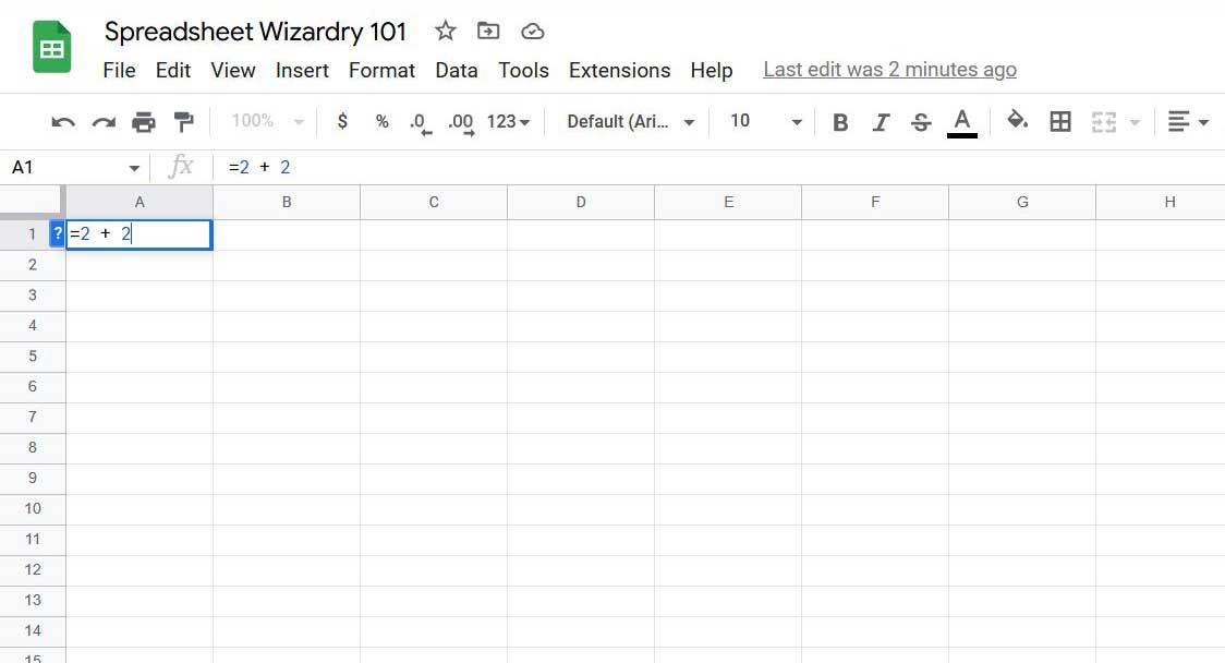 Add an equal sign before a formula so that Google Sheets recognizes it