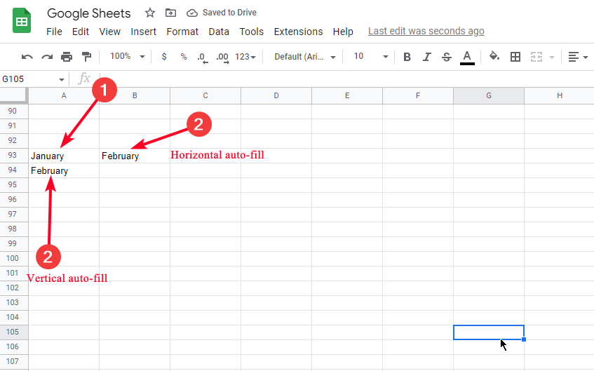 Auto filling months of the year on Google Sheets web app
