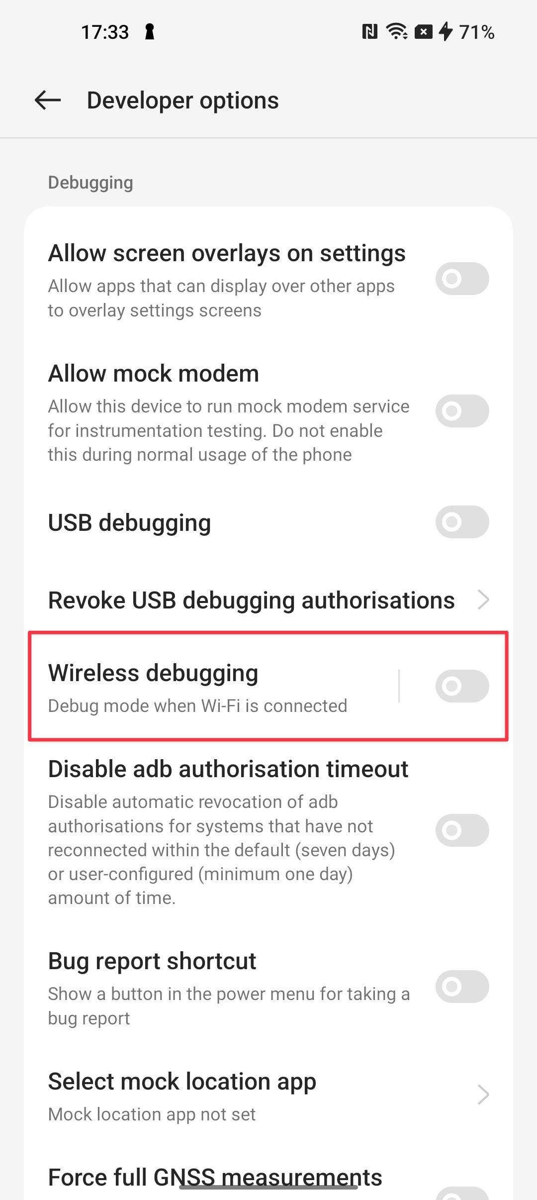 Enable Wireless debugging on OnePlus 3