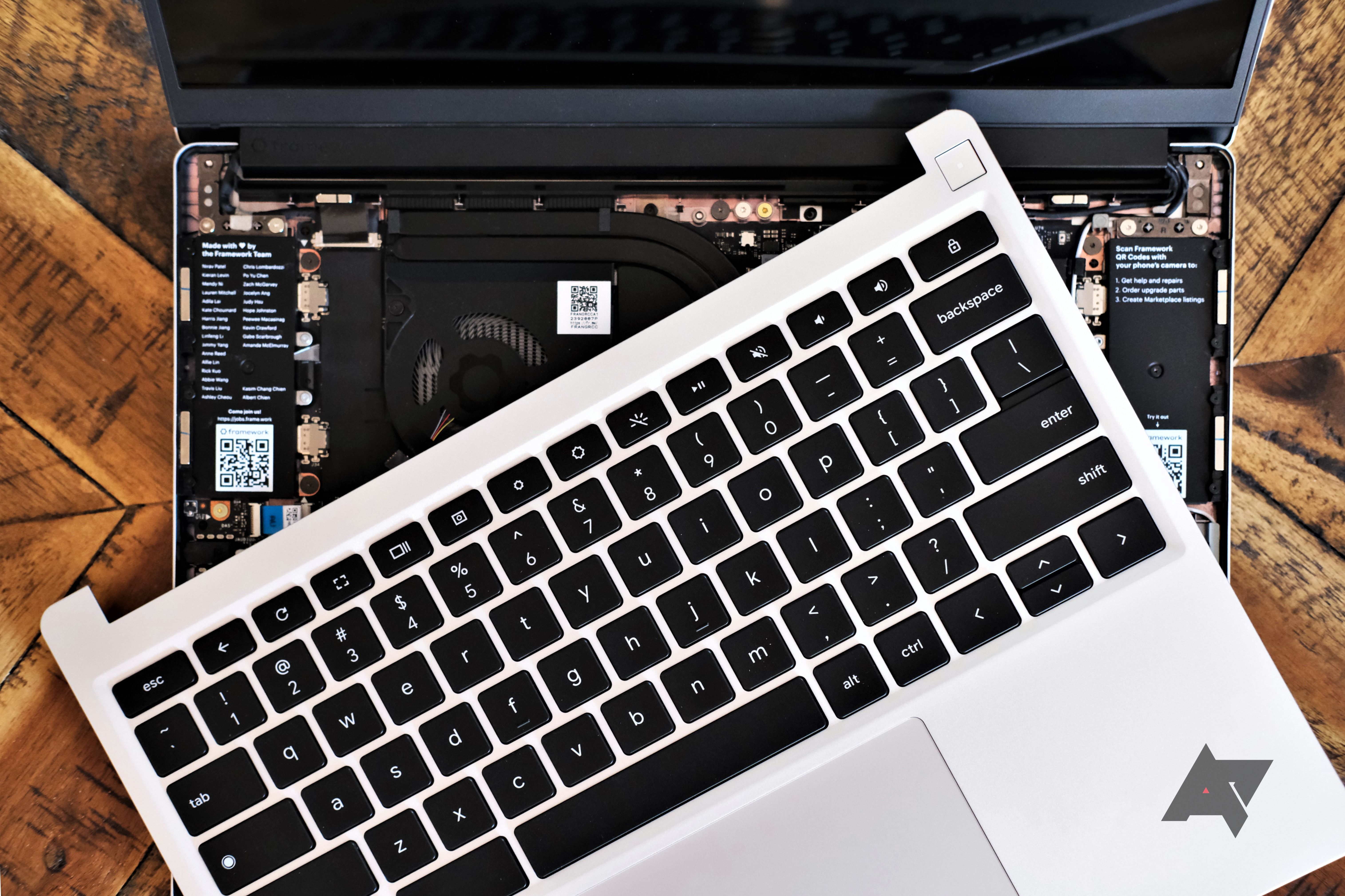 Framework Laptop Chromebook Edition review keyboard off internals