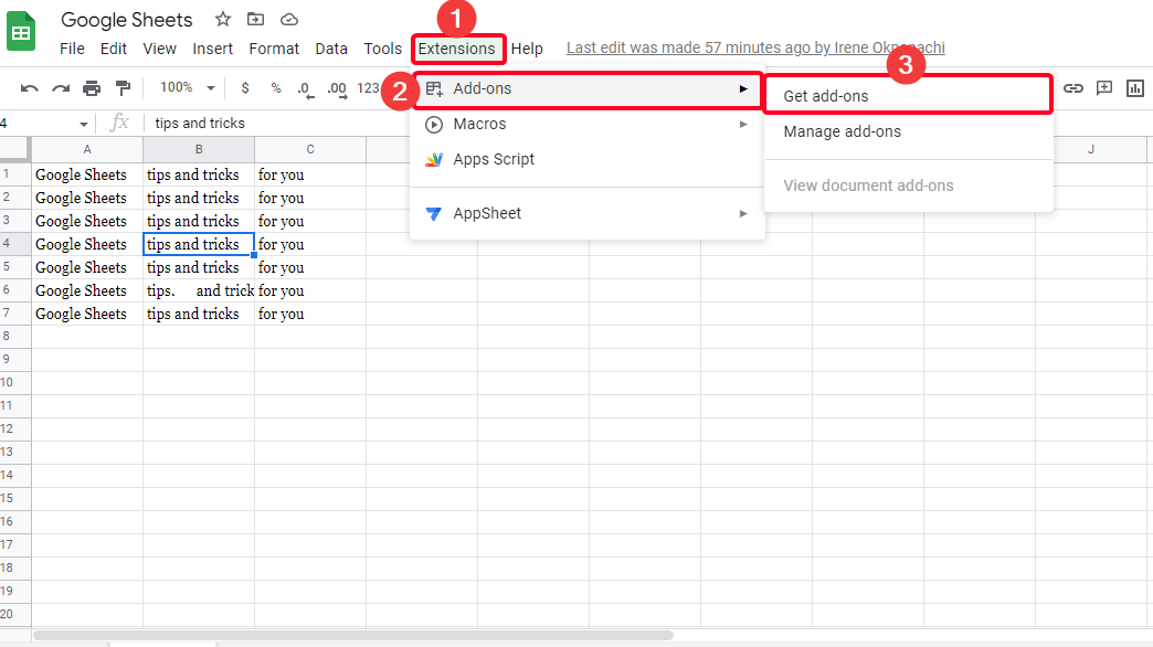 Get add-ons on Google Sheets web app