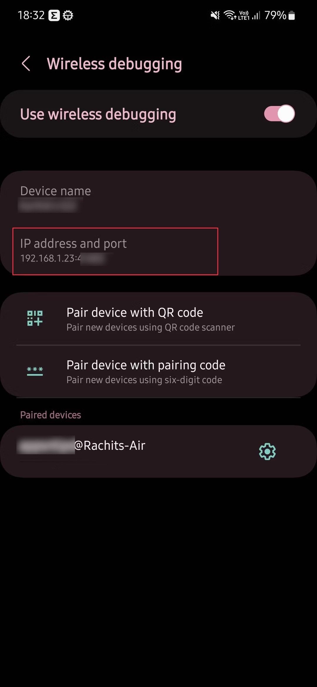 IP Address for wireless adb