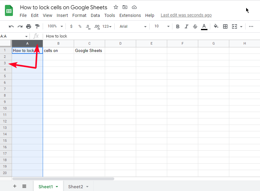Mengunci kolom dan baris di Google Sheets