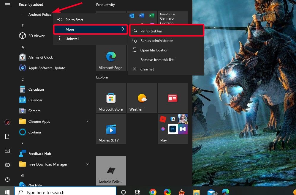 How to pin links to the Taskbar or Start Menu of every browser
