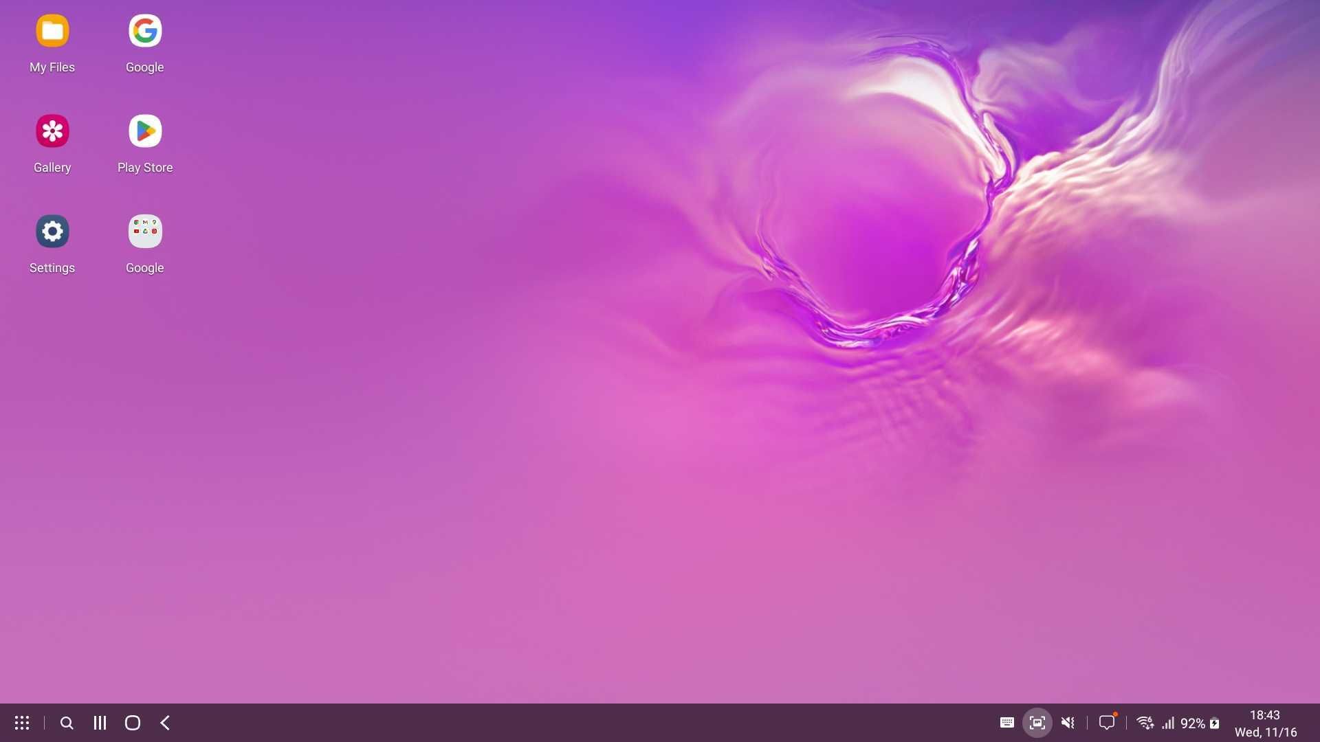 A Screenshot of the Samsung DeX desktop.