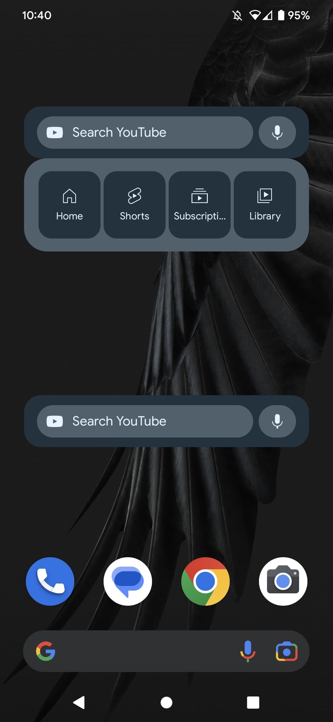 YouTube for Android widgets