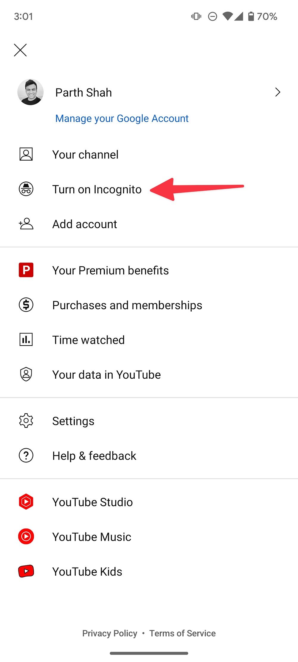 aktifkan mode privat di youtube
