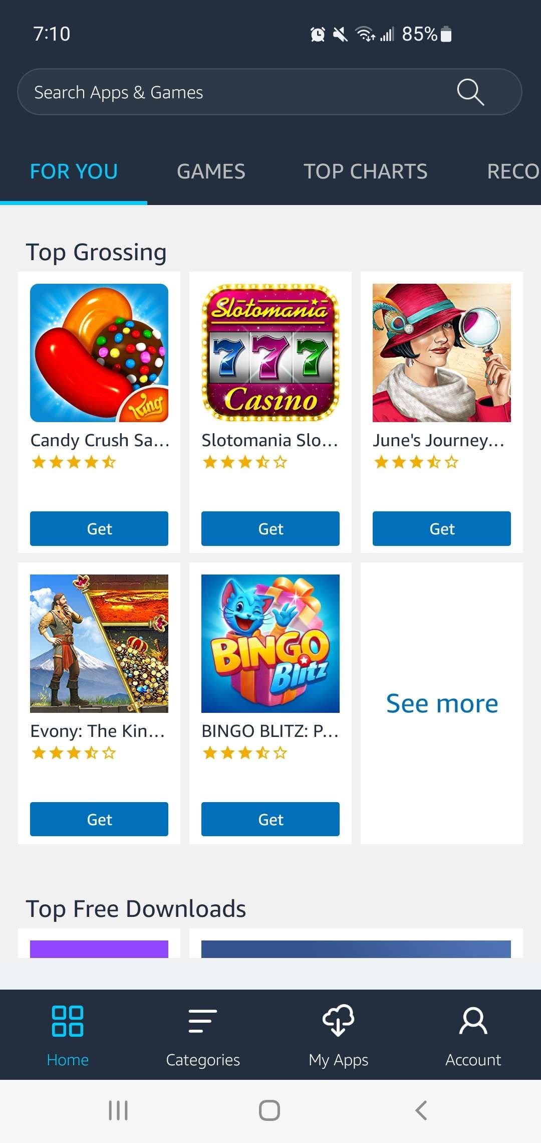 amazon appstore page on for your tab