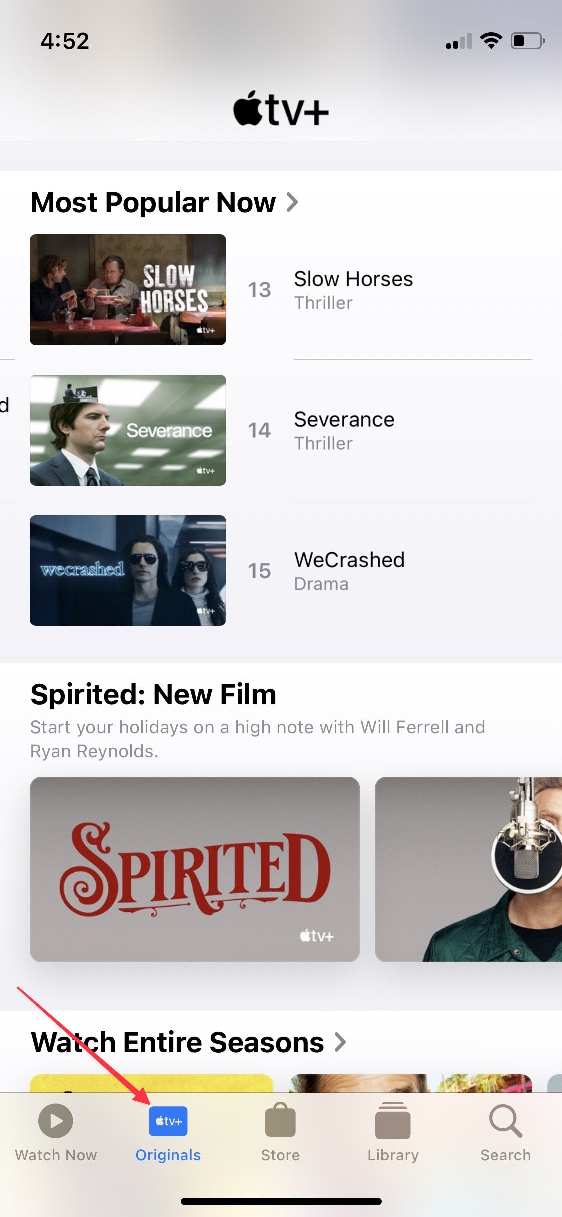 Apple TV+ Originals tab screenshot