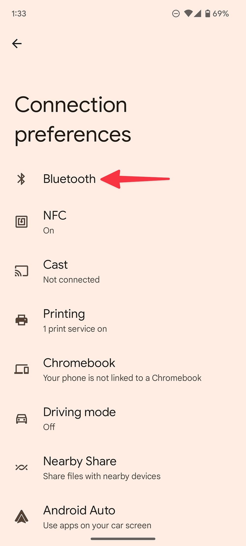 selecione Bluetooth no Android