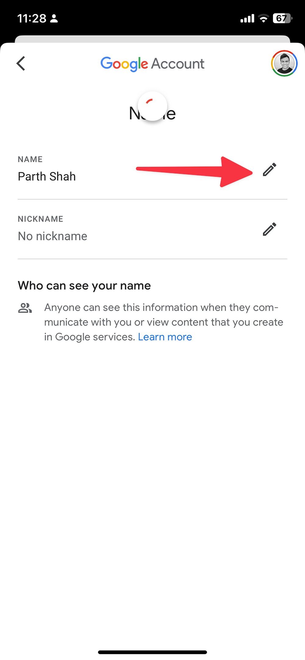 Edit nama gmail di iPhone