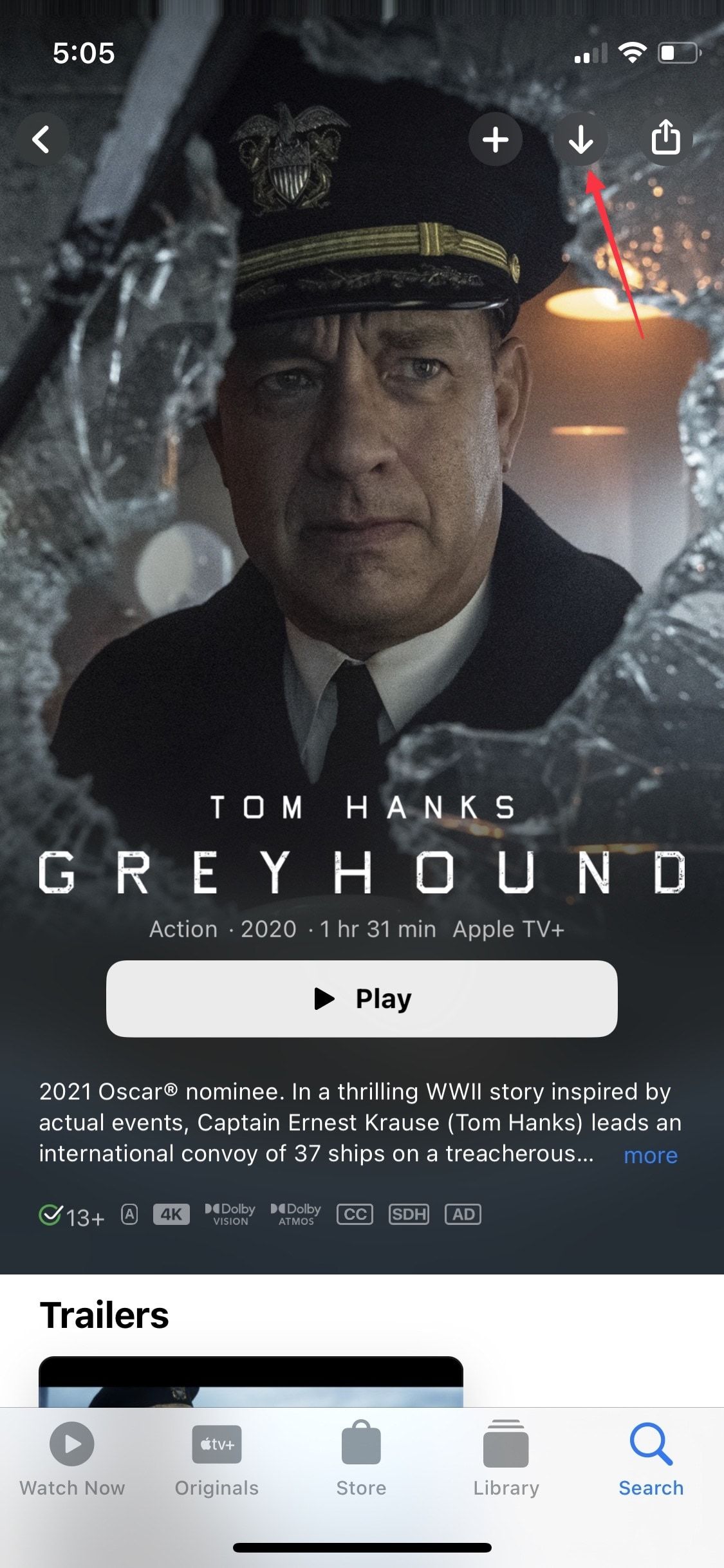 download button for movie on Apple TV+