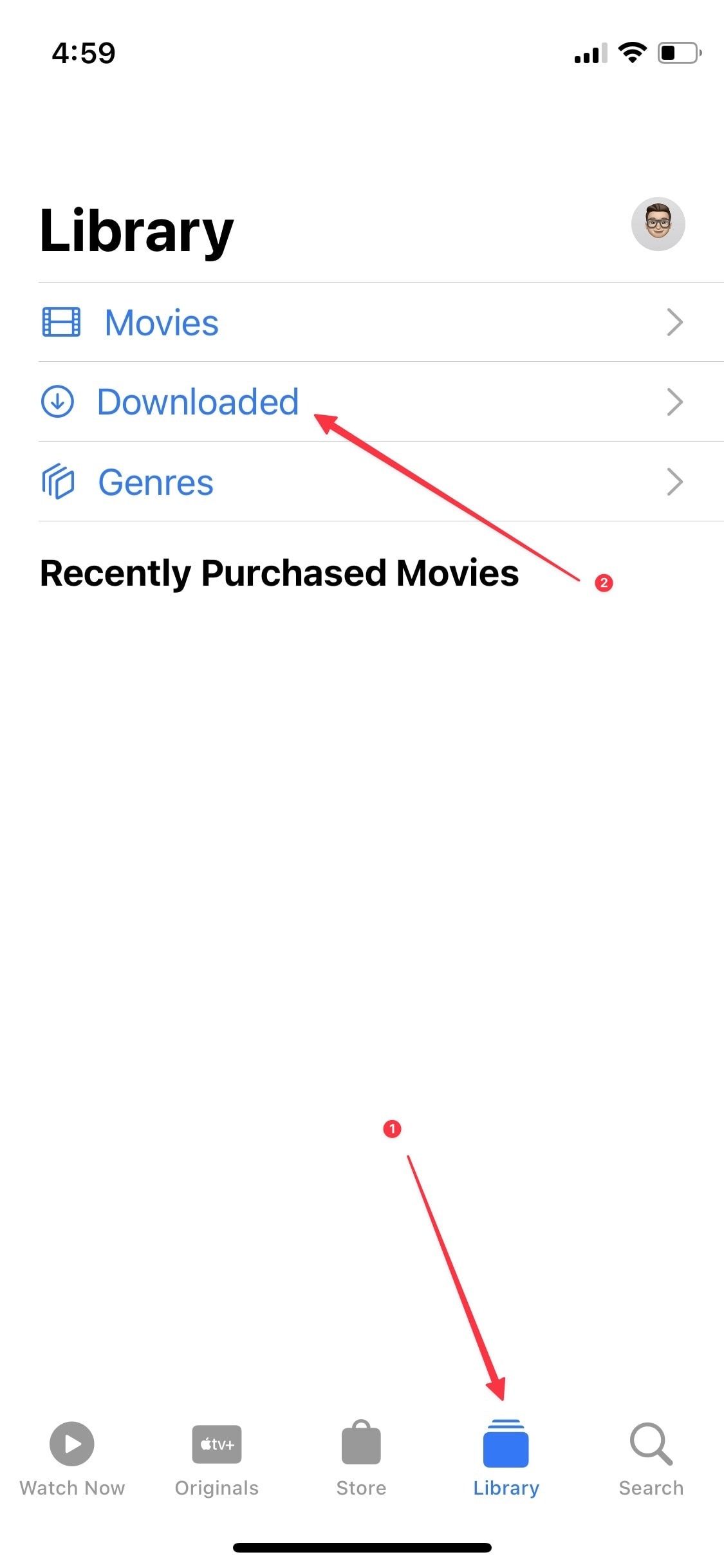 Apple TV Library tab screenshot