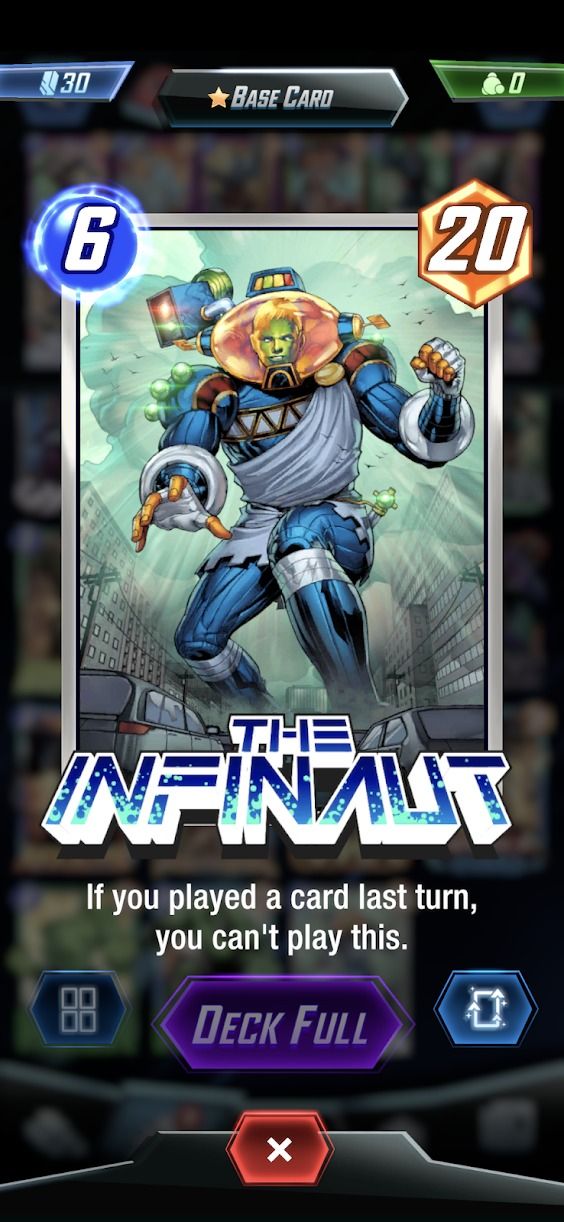 marvel snap screenshot showing infininaut card
