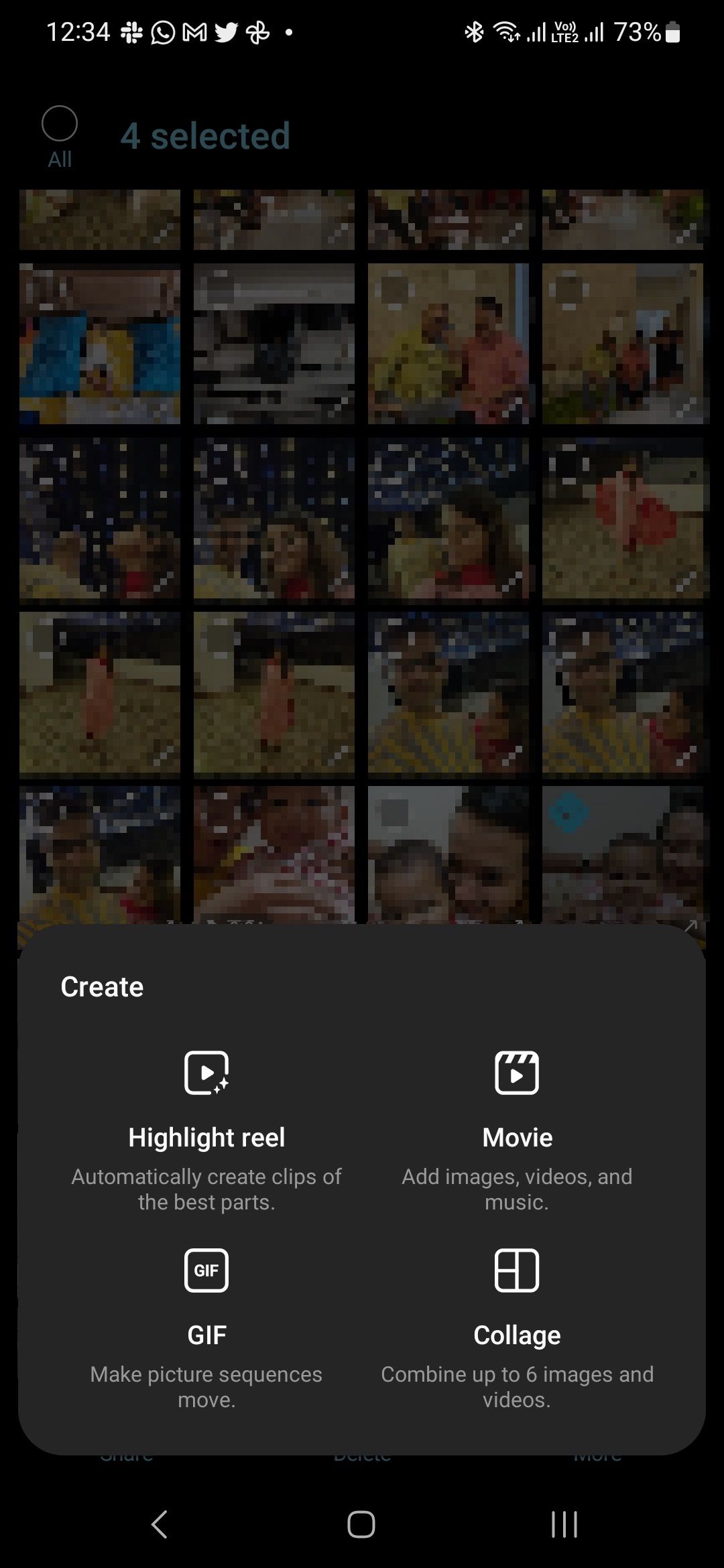 Create from images in an album in the Samsung Gallery app