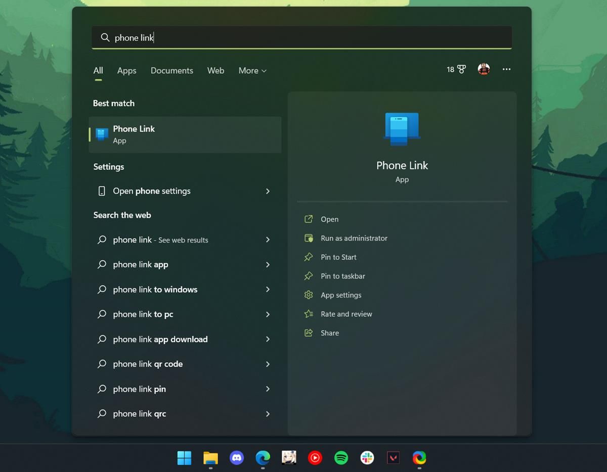 Open the Phone Link app