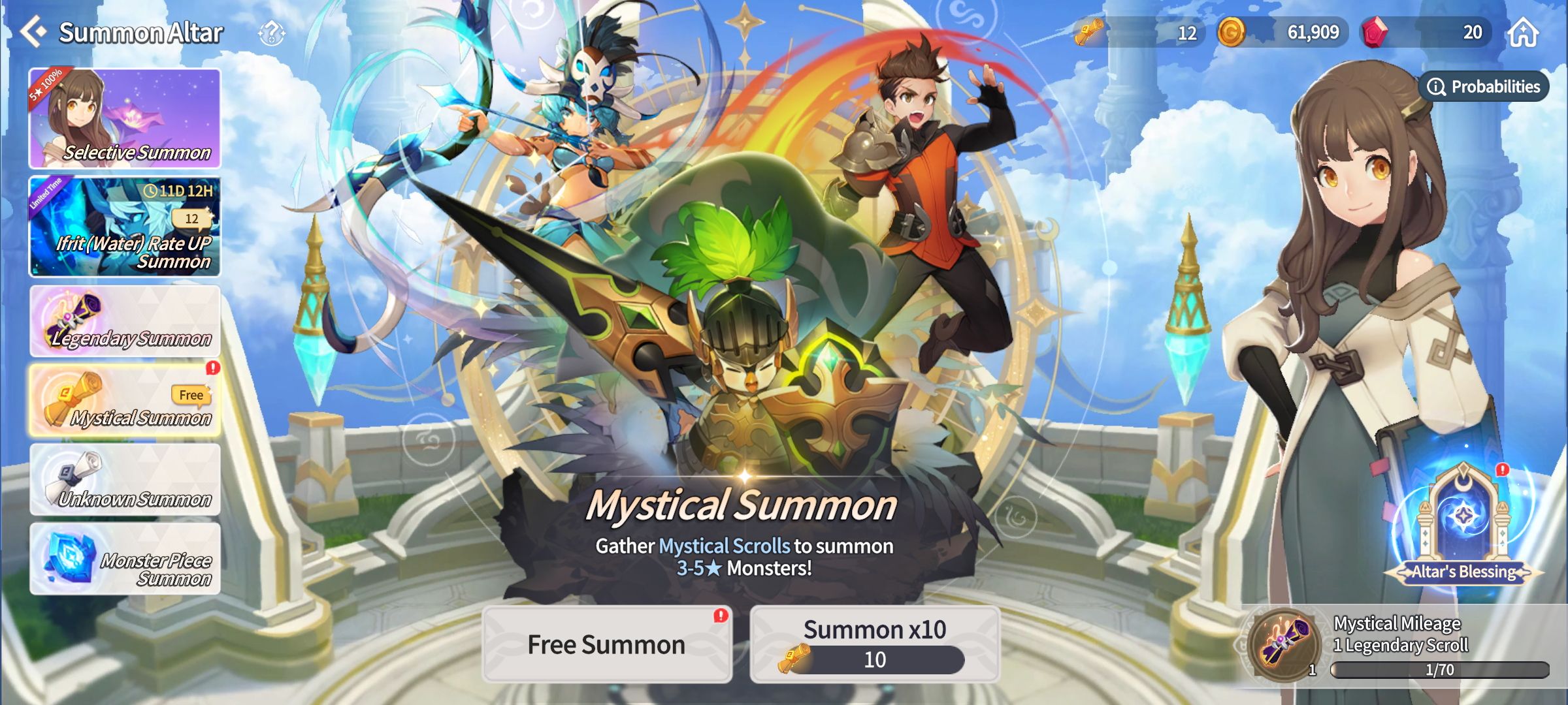 selected mystical summon banner in the summon altar screen