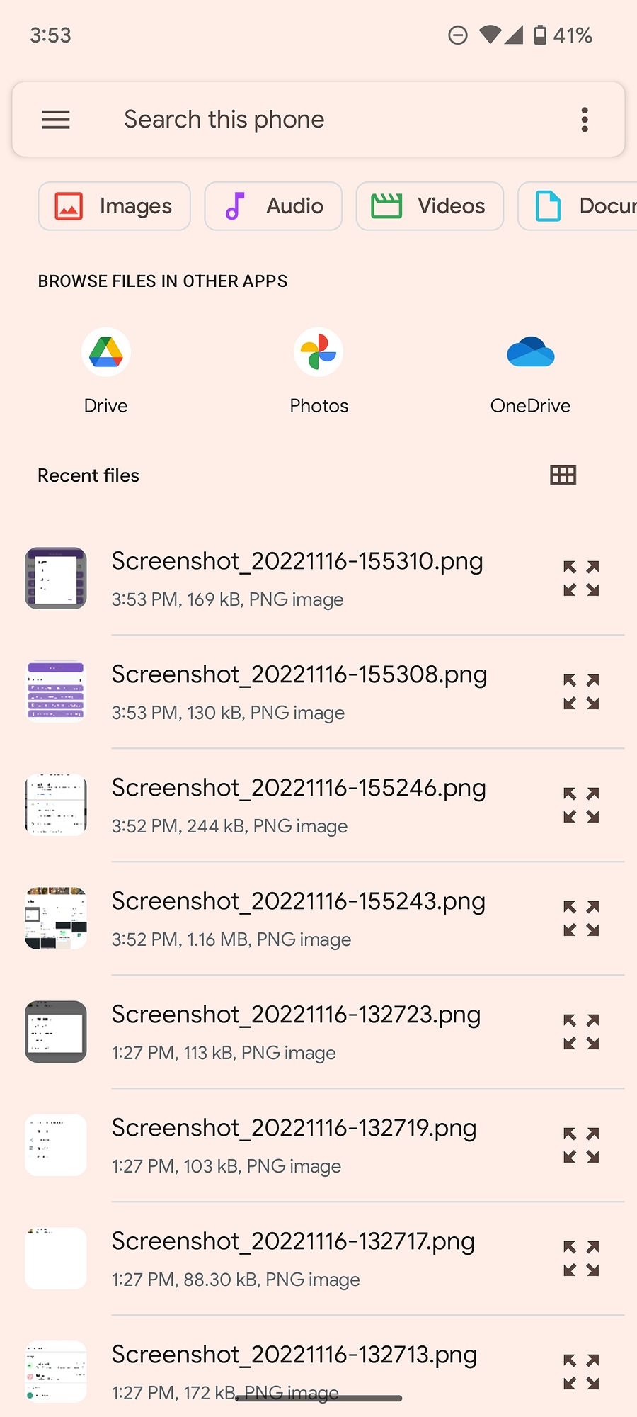 Select files on Android