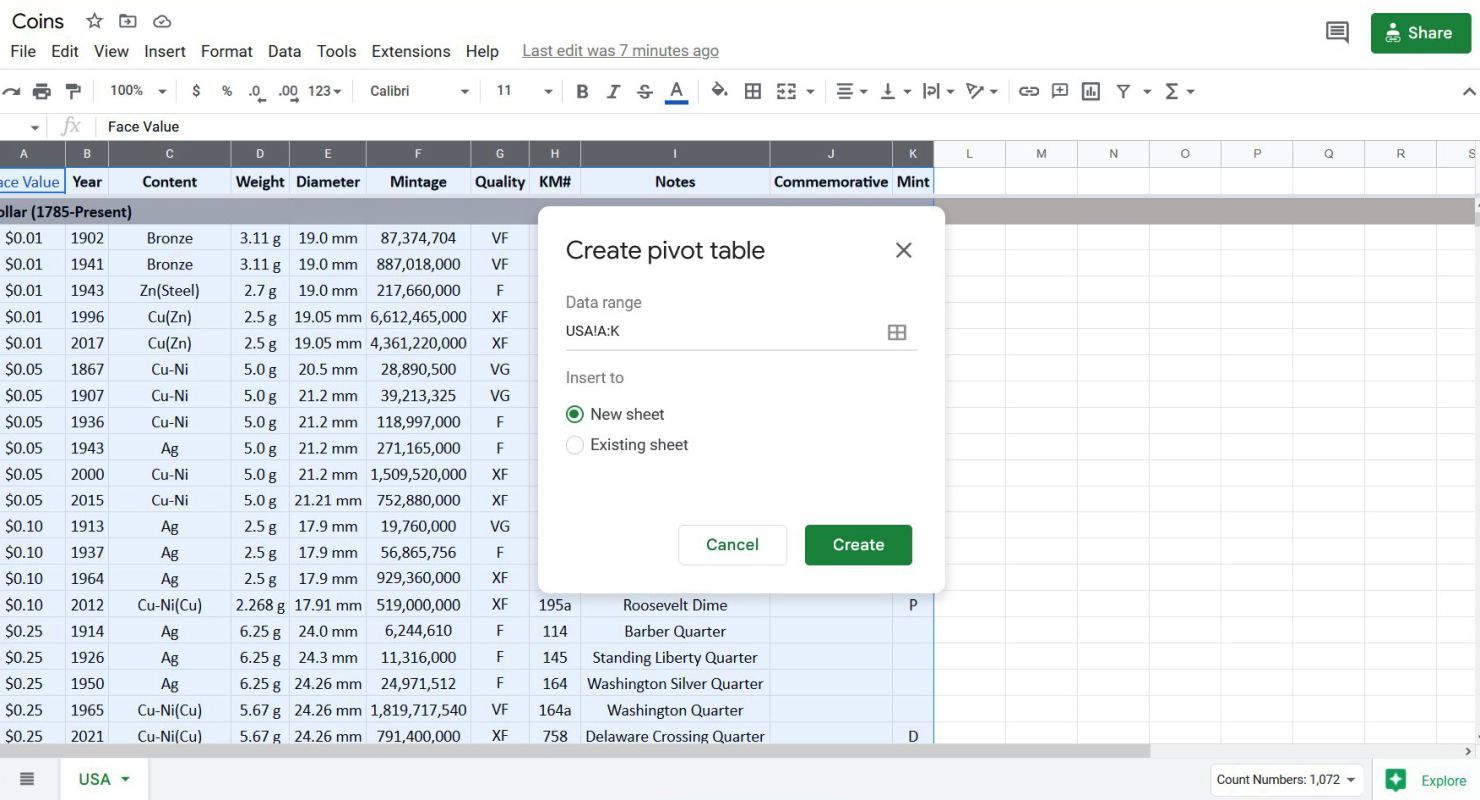 Choose where to add the pivot table
