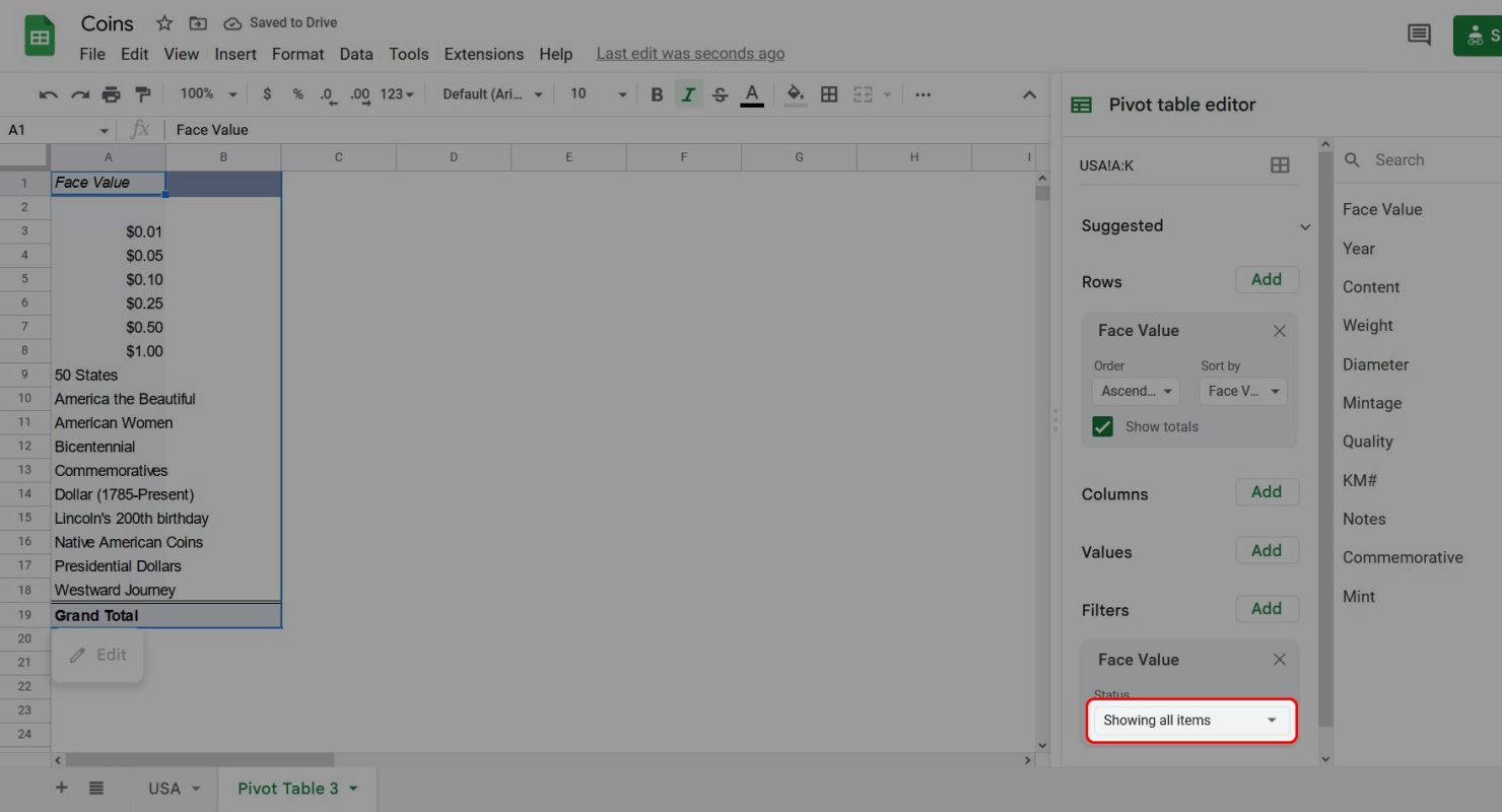 Show the filtered data in the pivot table