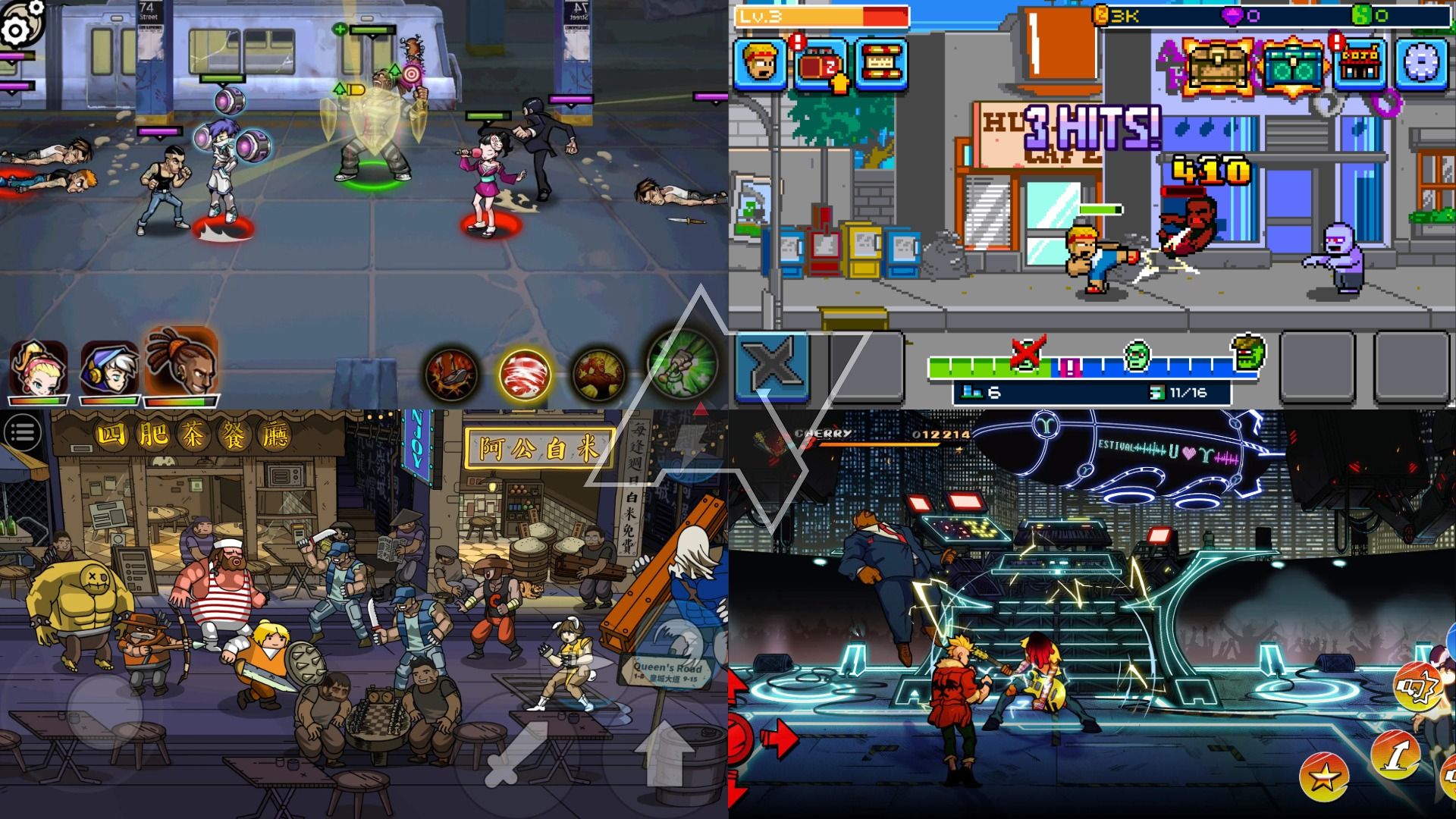 best-beat-em-up-games-collage-brutal-street-2-kung-fu-zombies-maximus-2-streets-of-rage-4