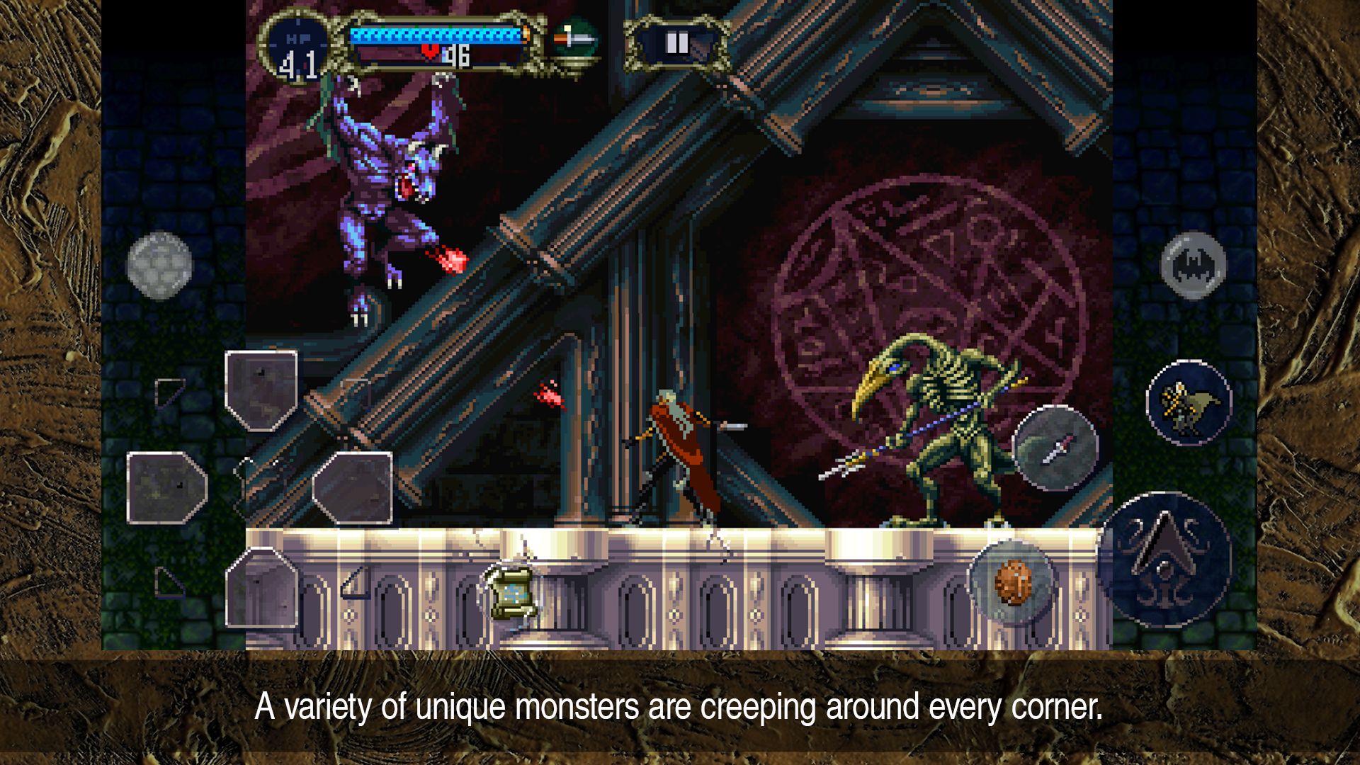 Castlevania Cymphony of the Night on Android showing monsters