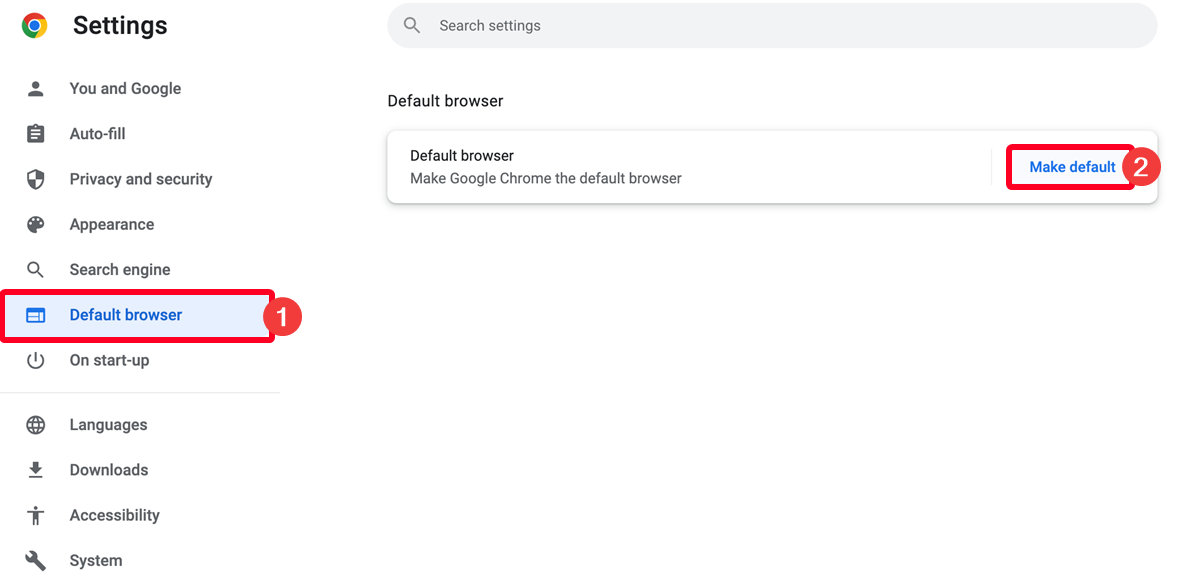 Screenshot of the Chrome settings menu on Mac