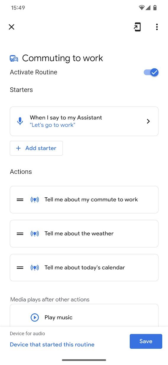 google home app screenshot custom routine settings