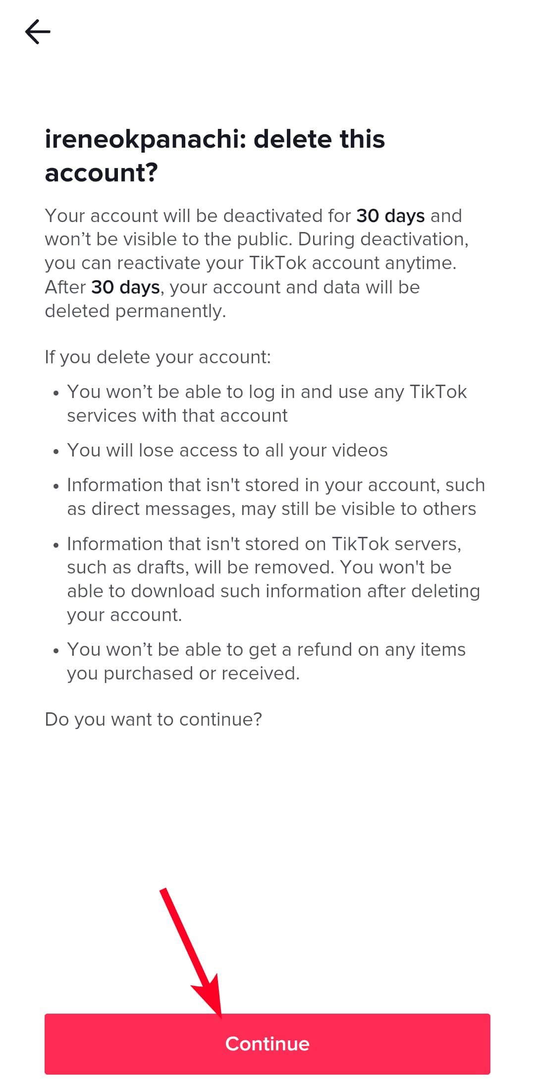 Consequences of deleting your TikTok account