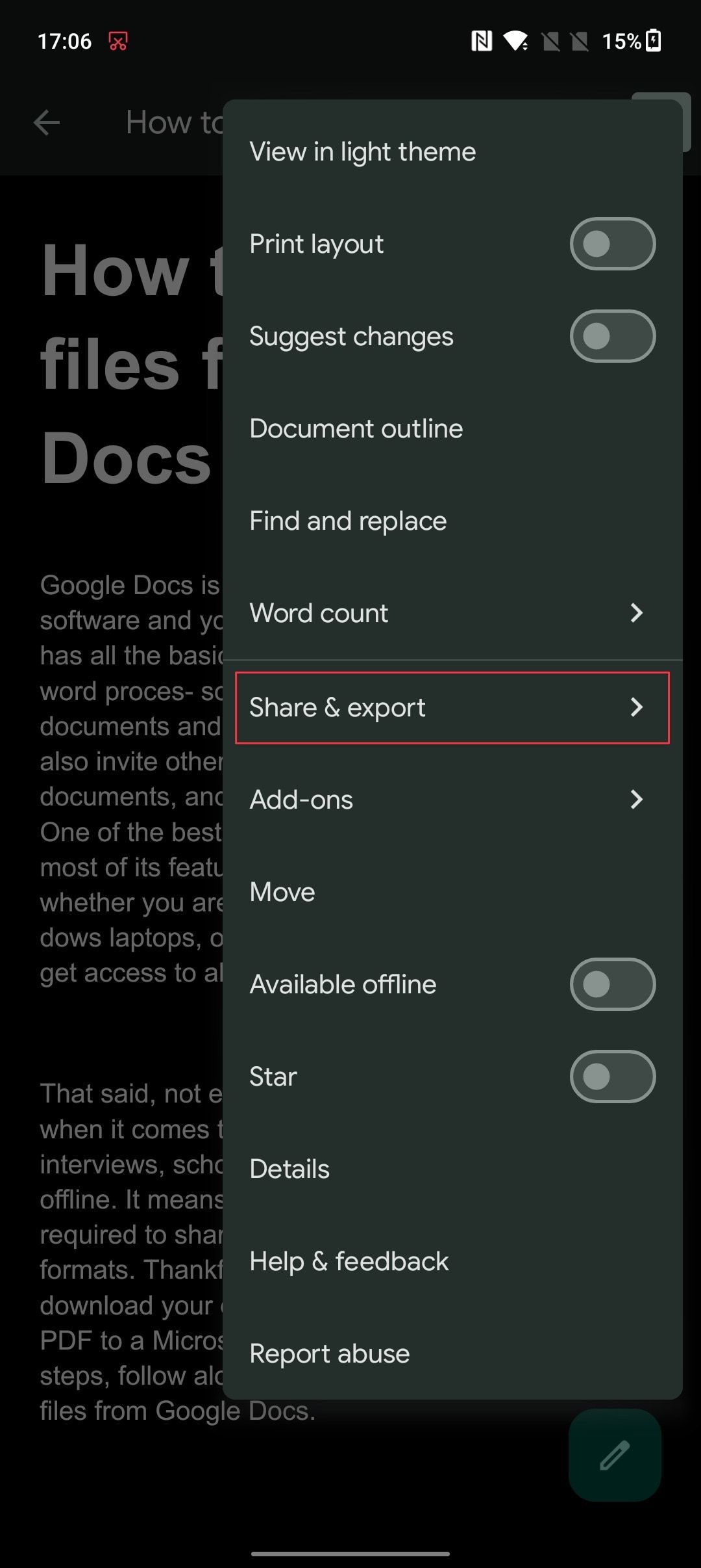 Google Docs How to export files