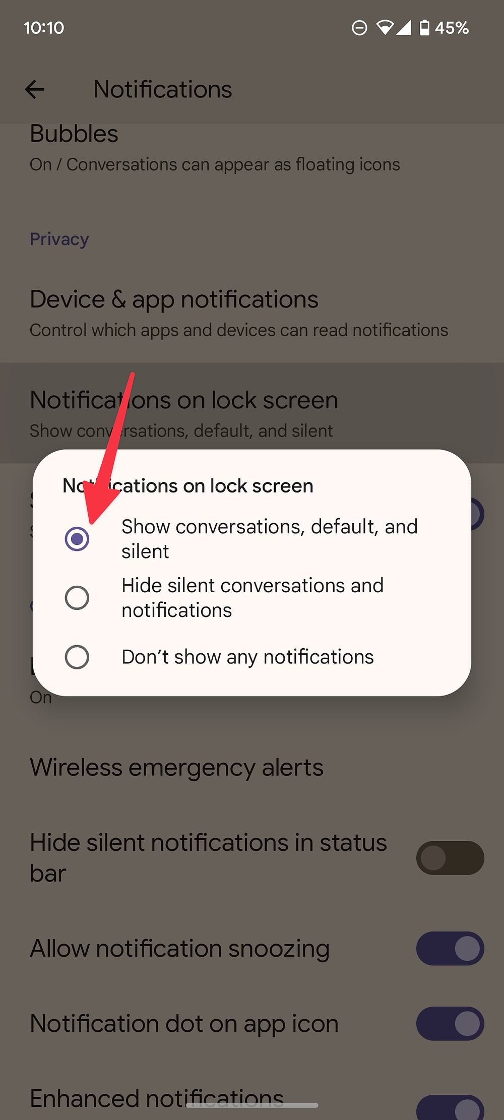 ativar notificações na tela de bloqueio no android
