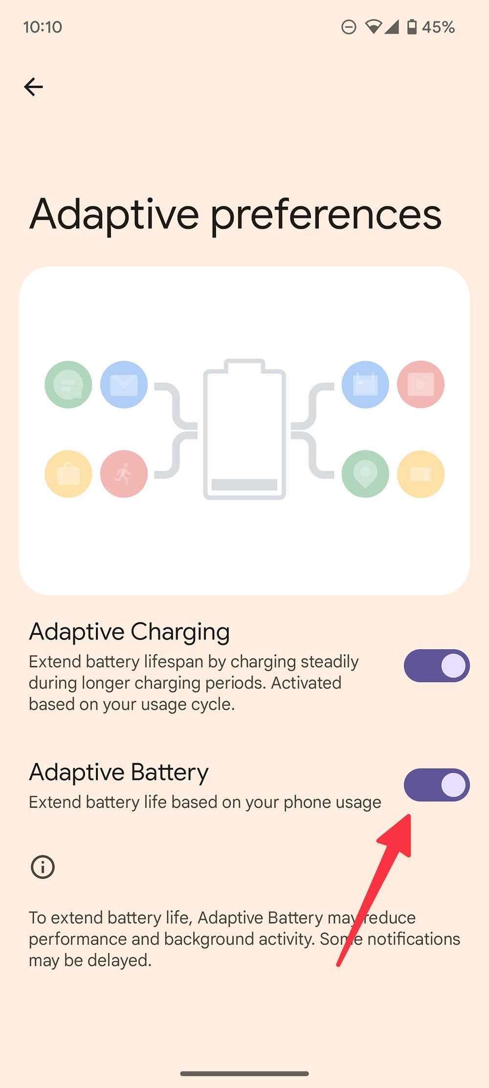 desativar bateria adaptável no android