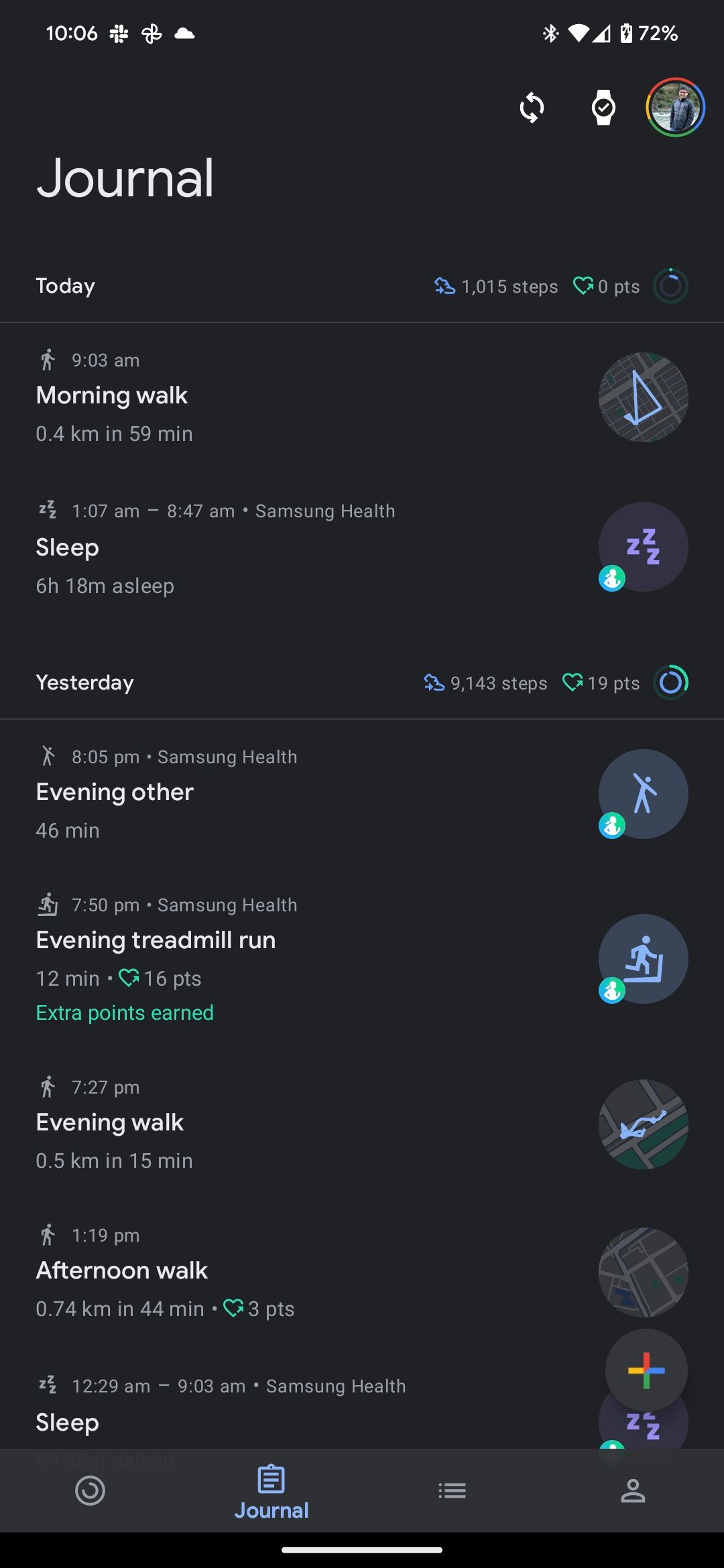 Dziennik Google Fit