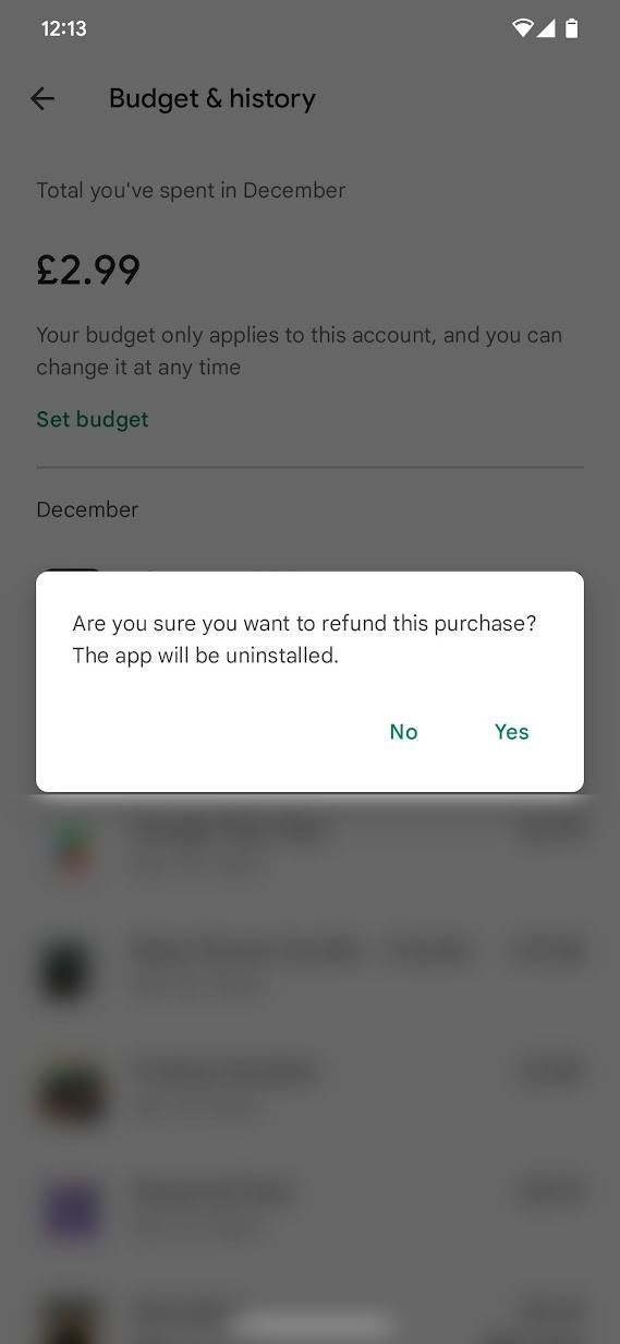 pop up window on app showing confirmation options