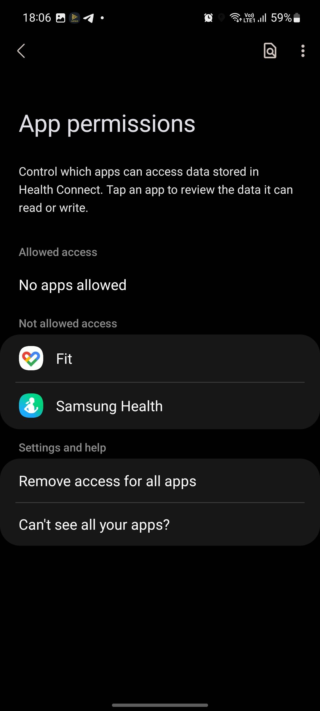 List of Health Connection Permissions
