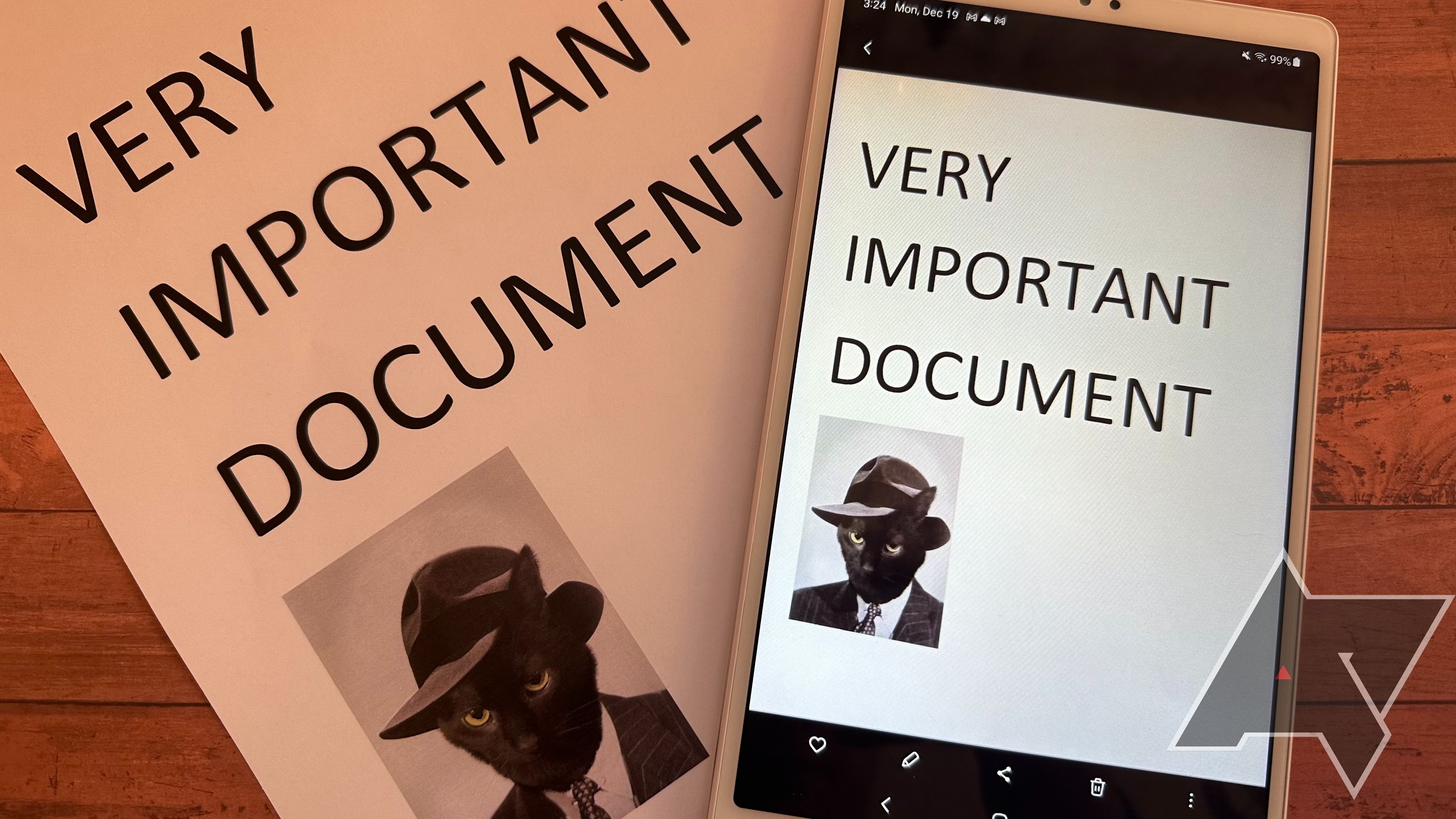 Example of document scanning on the Samsung Galaxy A7 lite