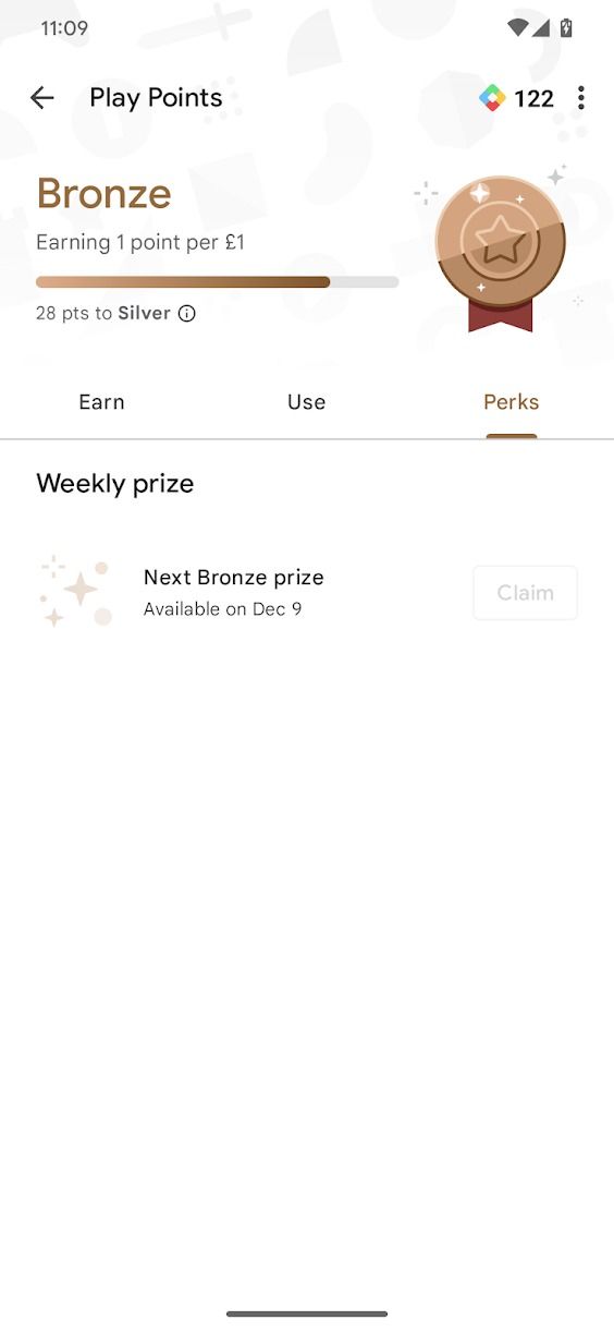 screenshot of play points rewards in google play store