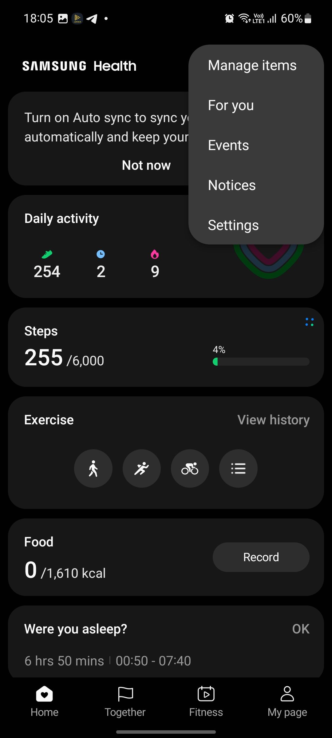 Samsung - Health - Settings - Eject